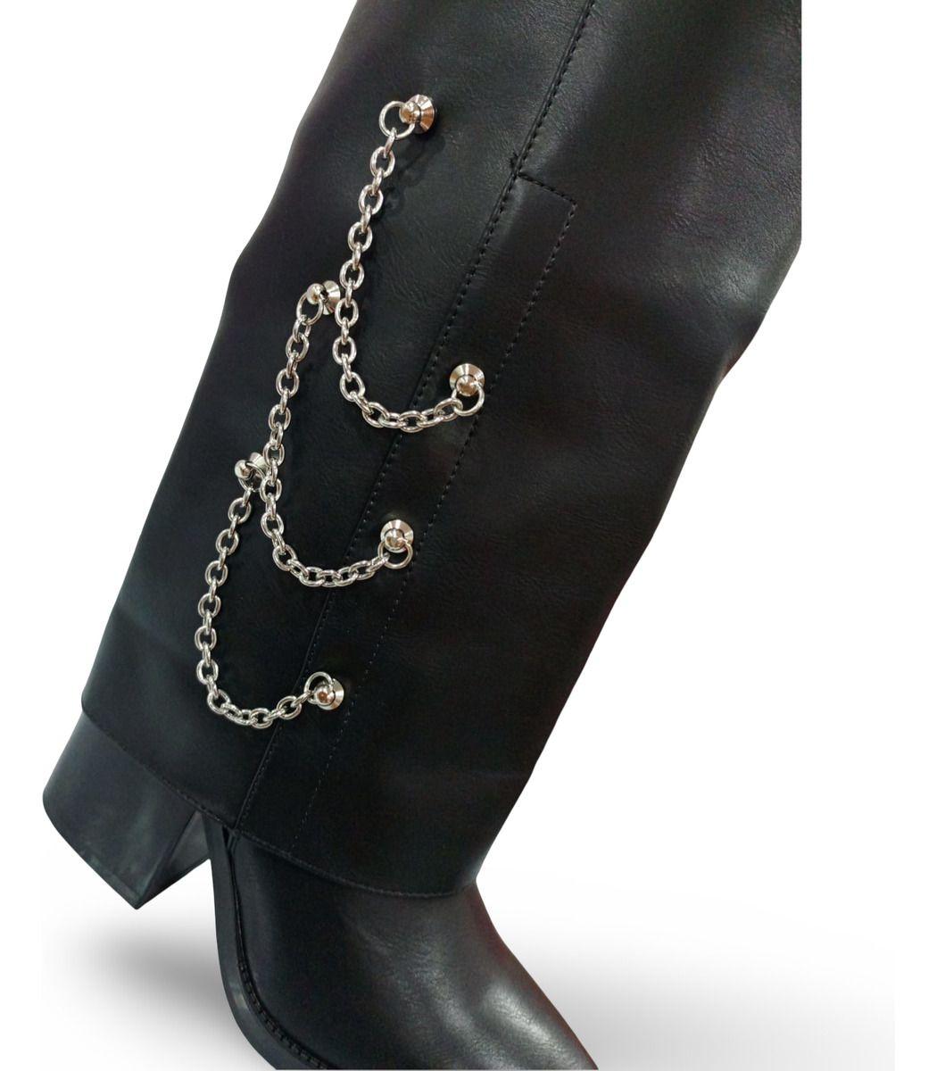 Botas Largas De Eco Cuero Para Mujer Con Tacón Grueso-7