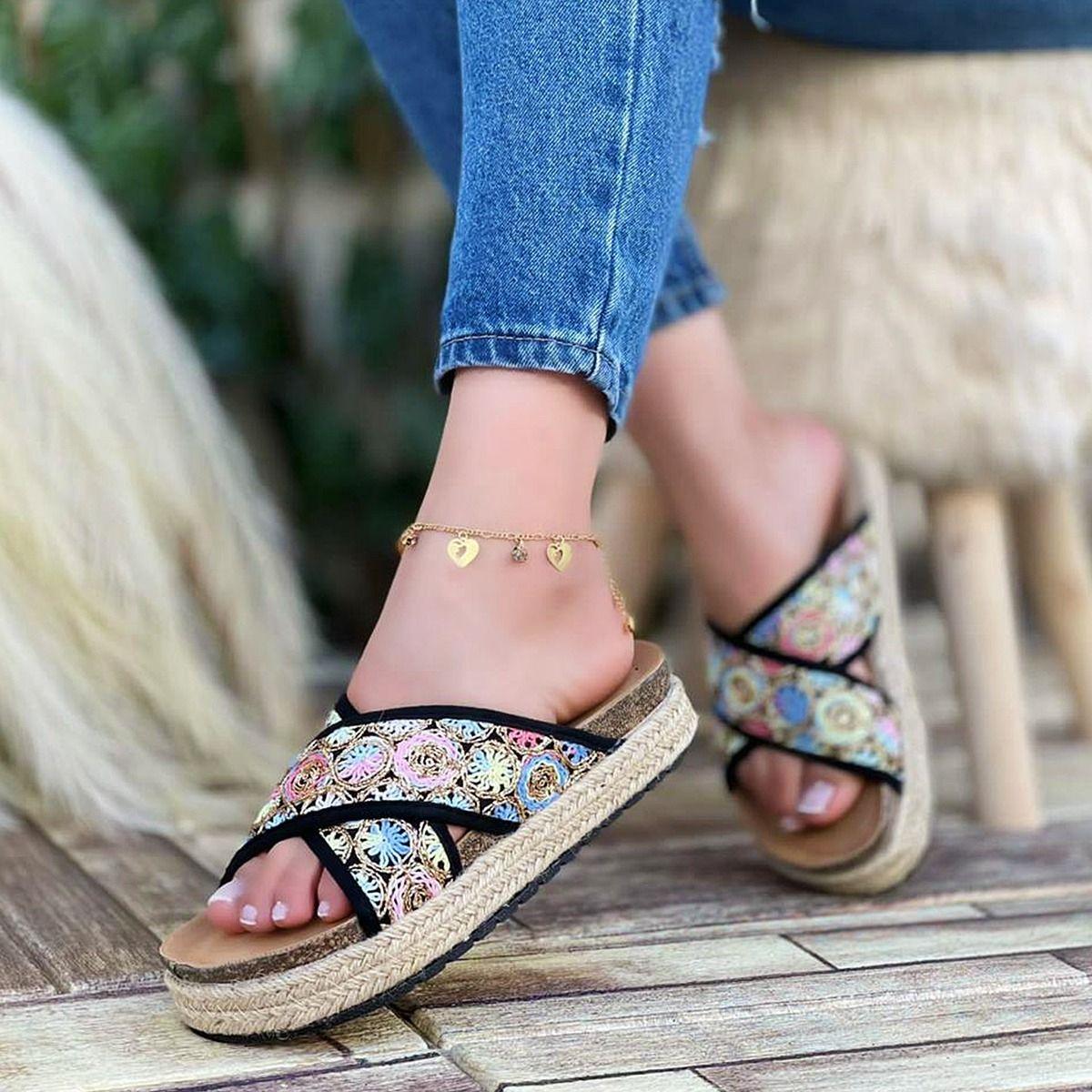 Sandalia Mujer Verano Alpargata Colorida Dancy-1