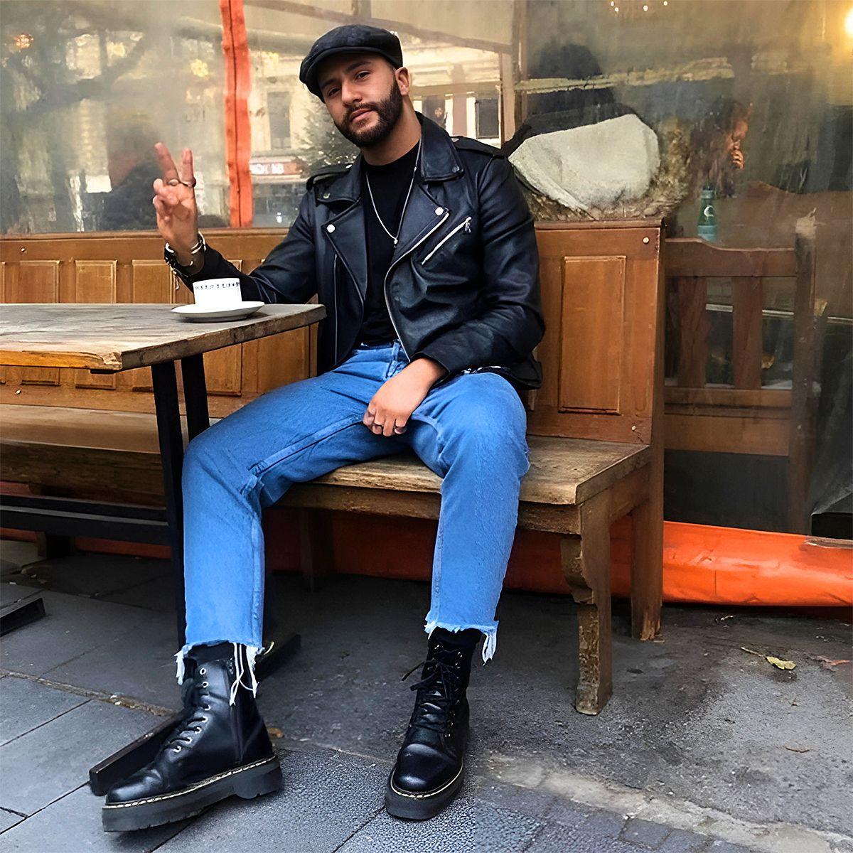 Botines Estilo D Marten S Plataforma Hombre E-cuero Negro-3