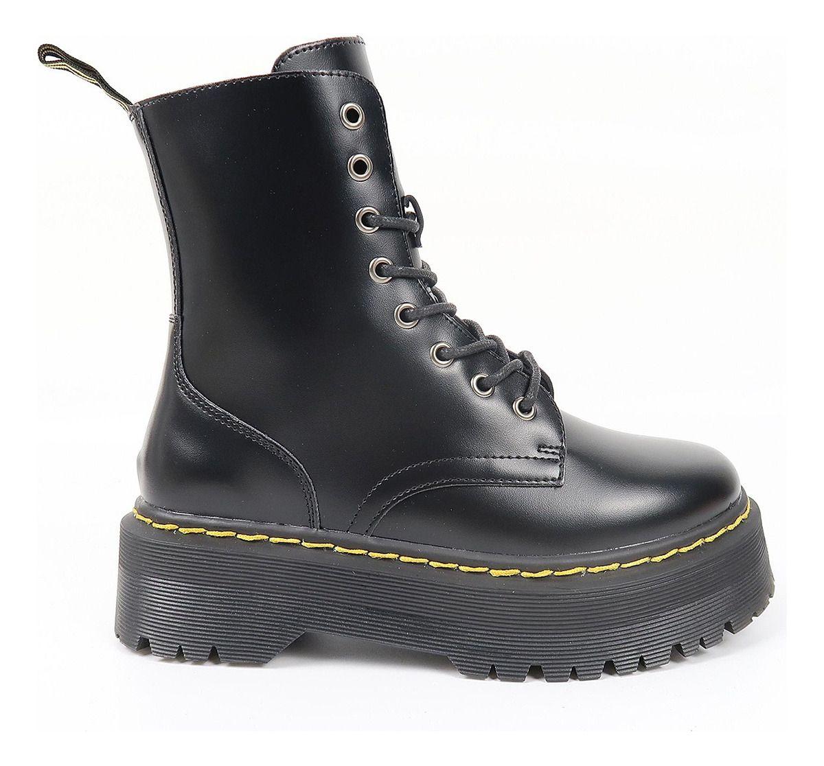 Botines Estilo D Marten S Plataforma Hombre E-cuero Negro-4