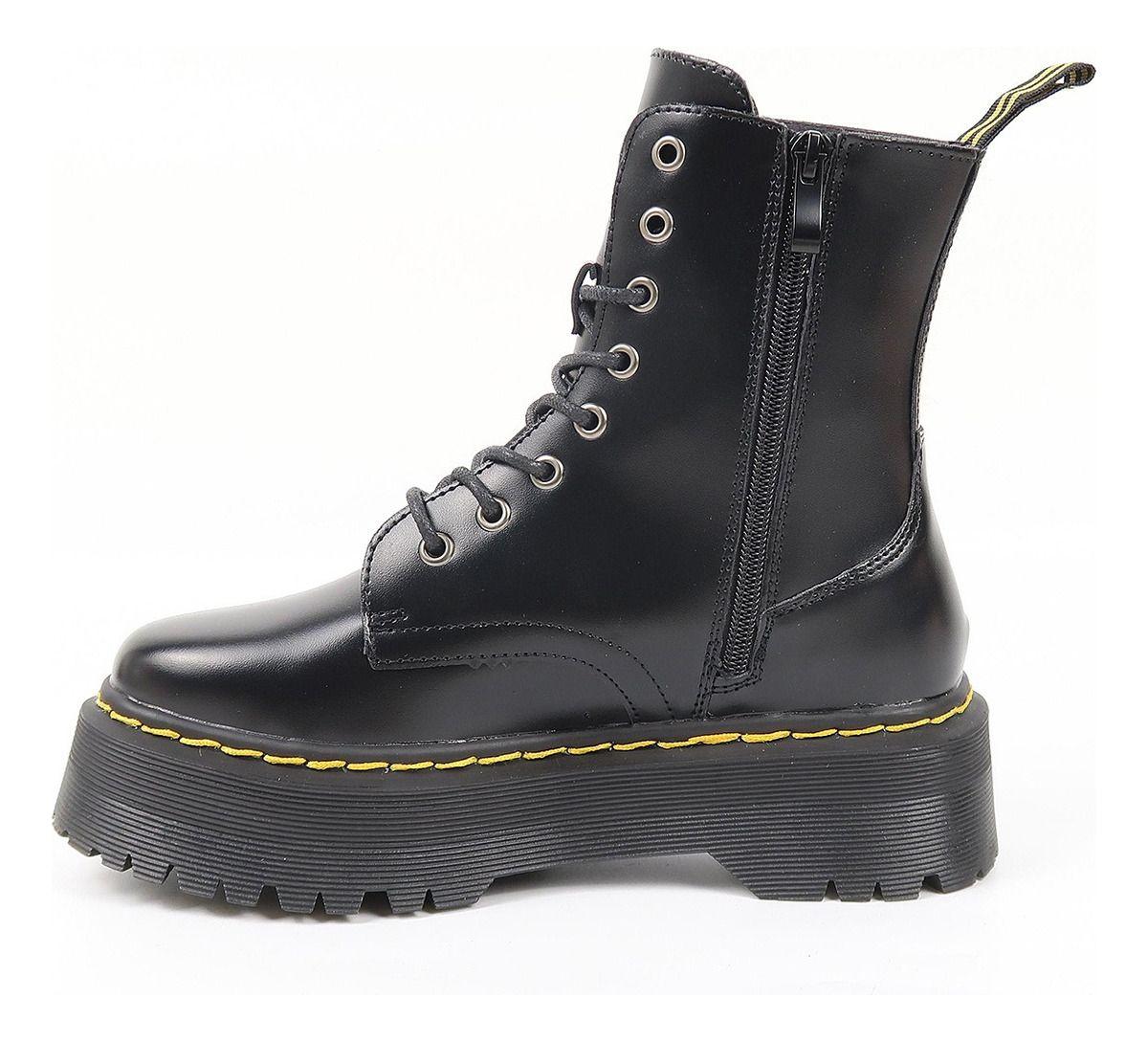 Botines Estilo D Marten S Plataforma Hombre E-cuero Negro-6