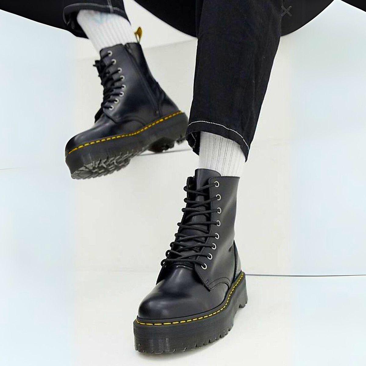 Botines Estilo D Marten S Plataforma Hombre E-cuero Negro-7