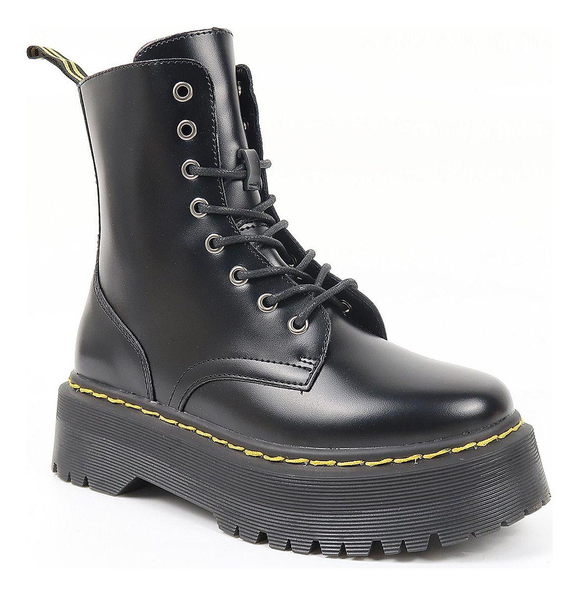 Botines Estilo D Marten S Plataforma Hombre E-cuero Negro-8