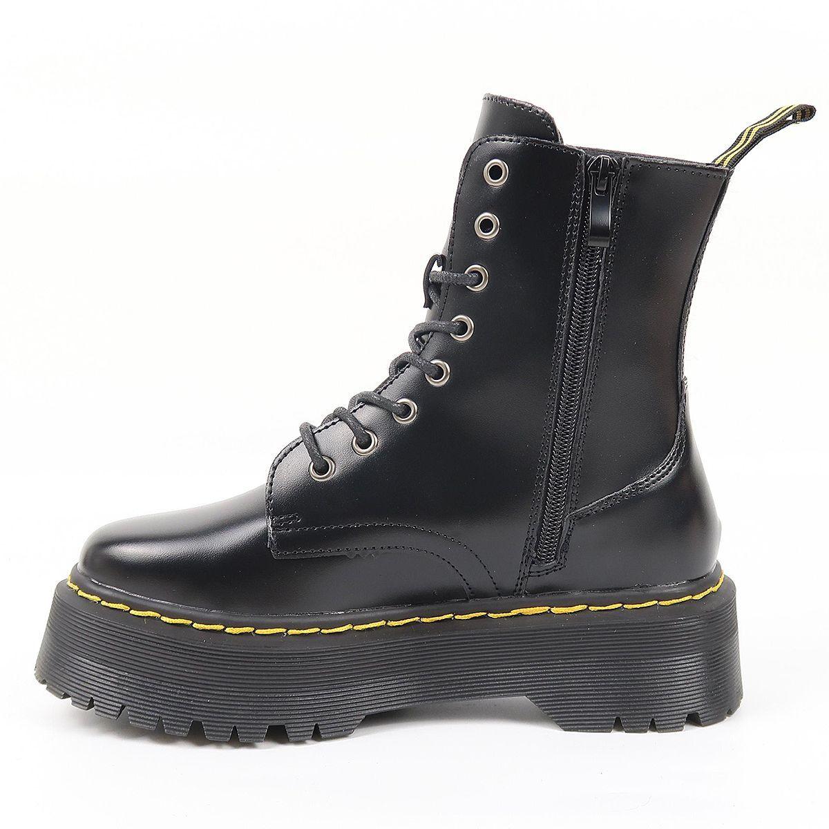 Botines Estilo Dr Martens Plataforma Hombre E-cuero Negro-4