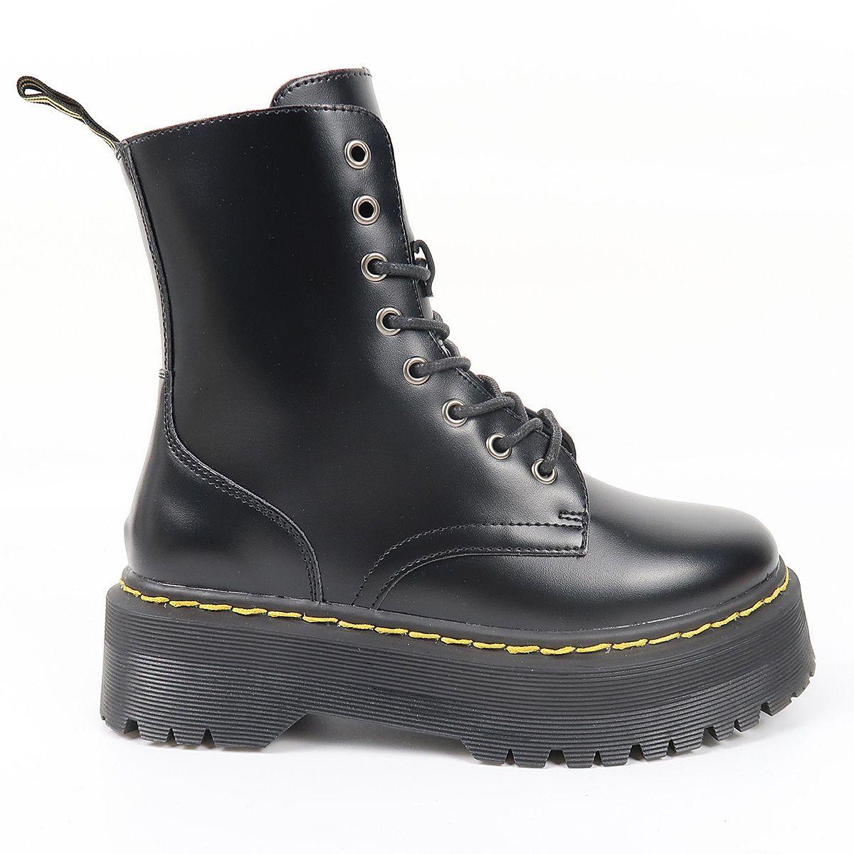 Botines Estilo Dr Martens Plataforma Hombre E-cuero Negro-7