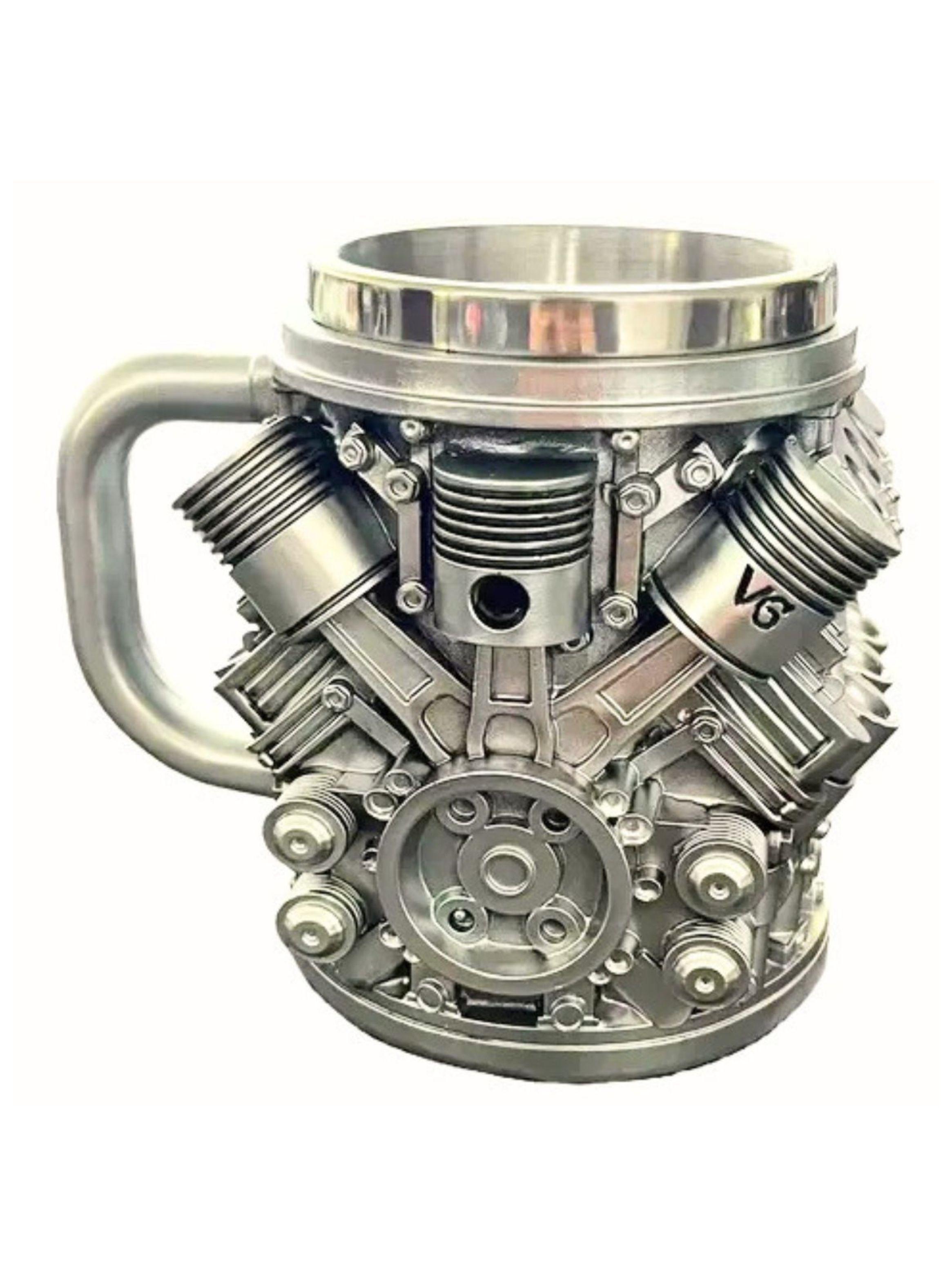 TAZA DISENO MOTOR V6 ACERO INOXIDABLE PARA AUTO ND16-3