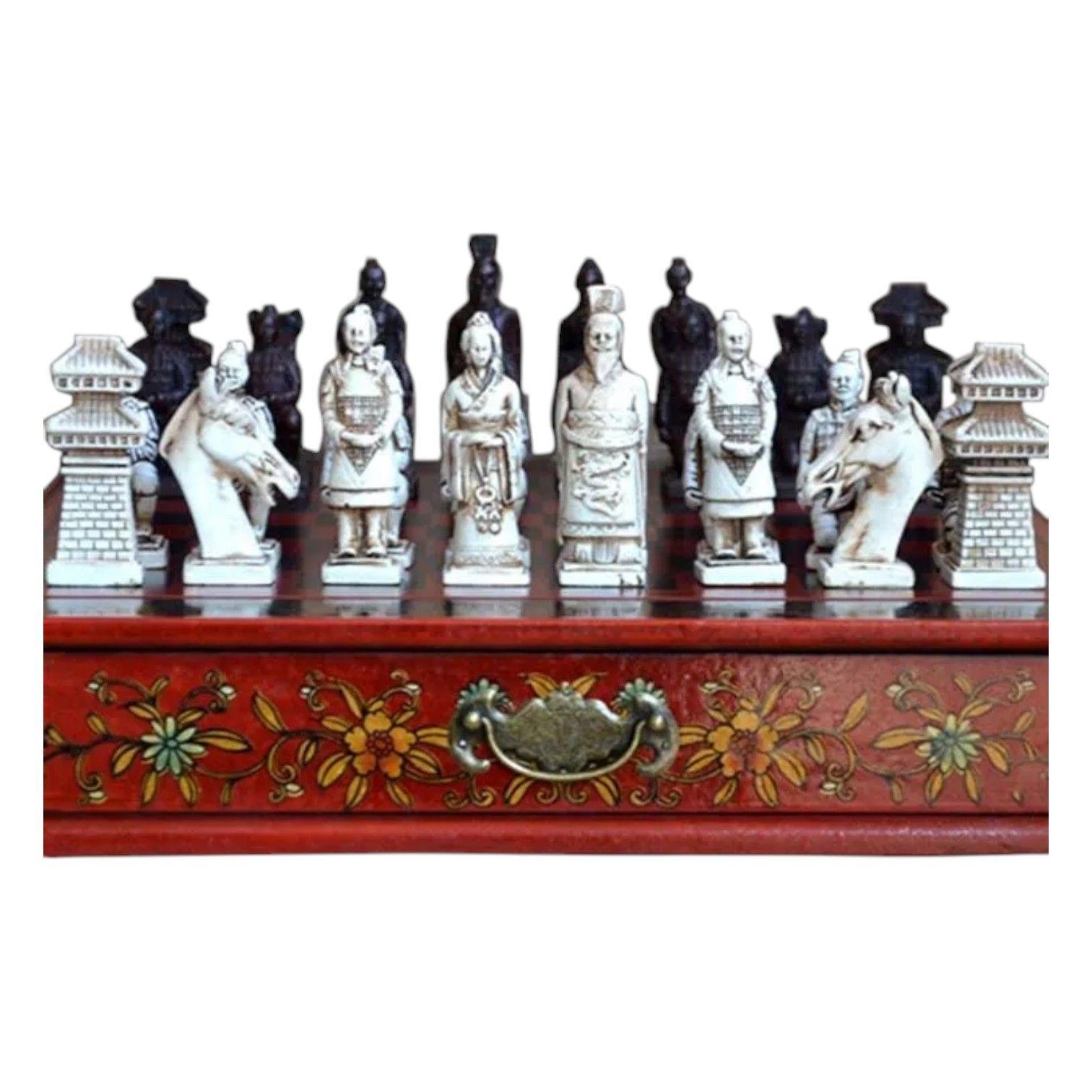 TABLERO AJEDREZ CHINO GUERRERO TERRACOTA NC37-2