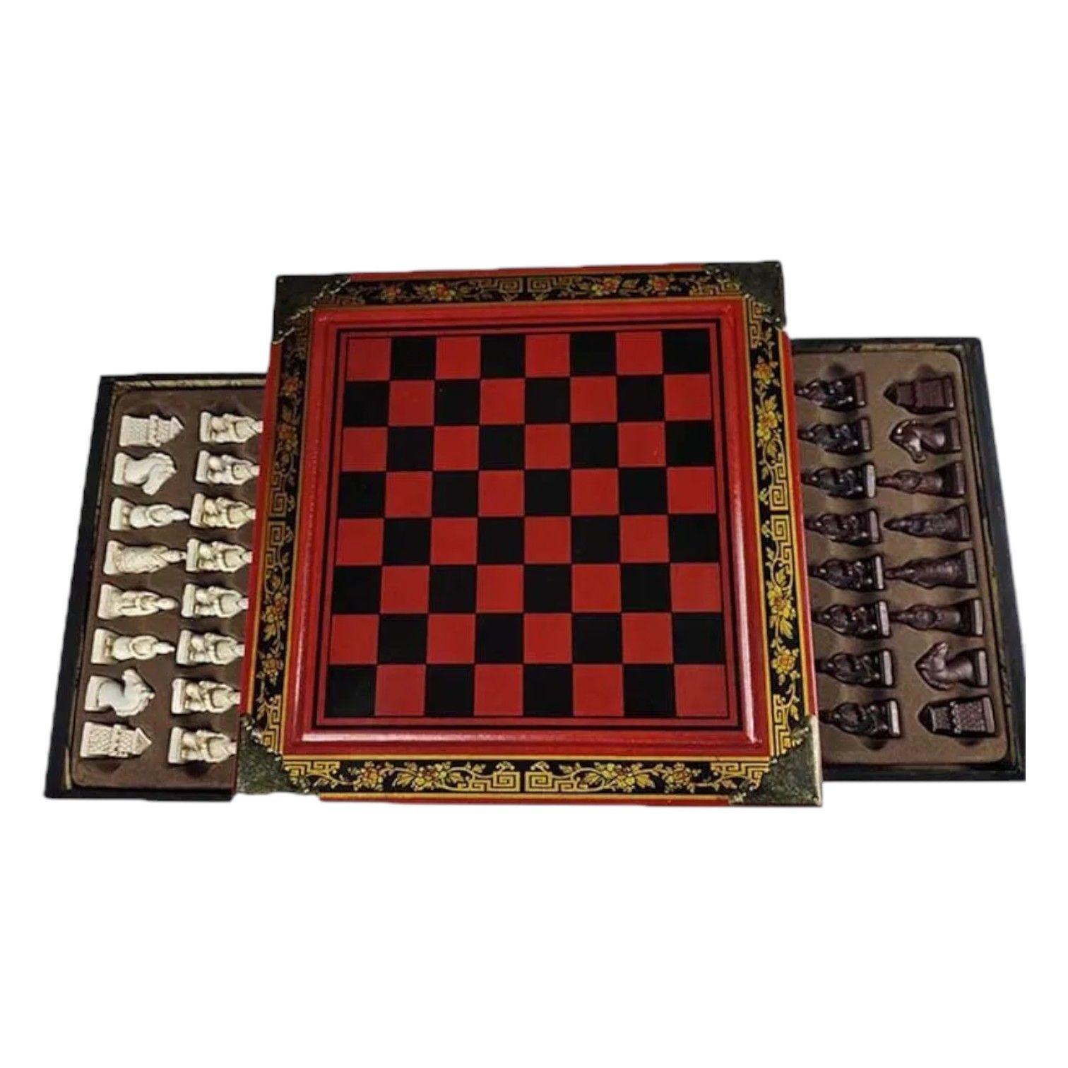 TABLERO AJEDREZ CHINO GUERRERO TERRACOTA NC37-4