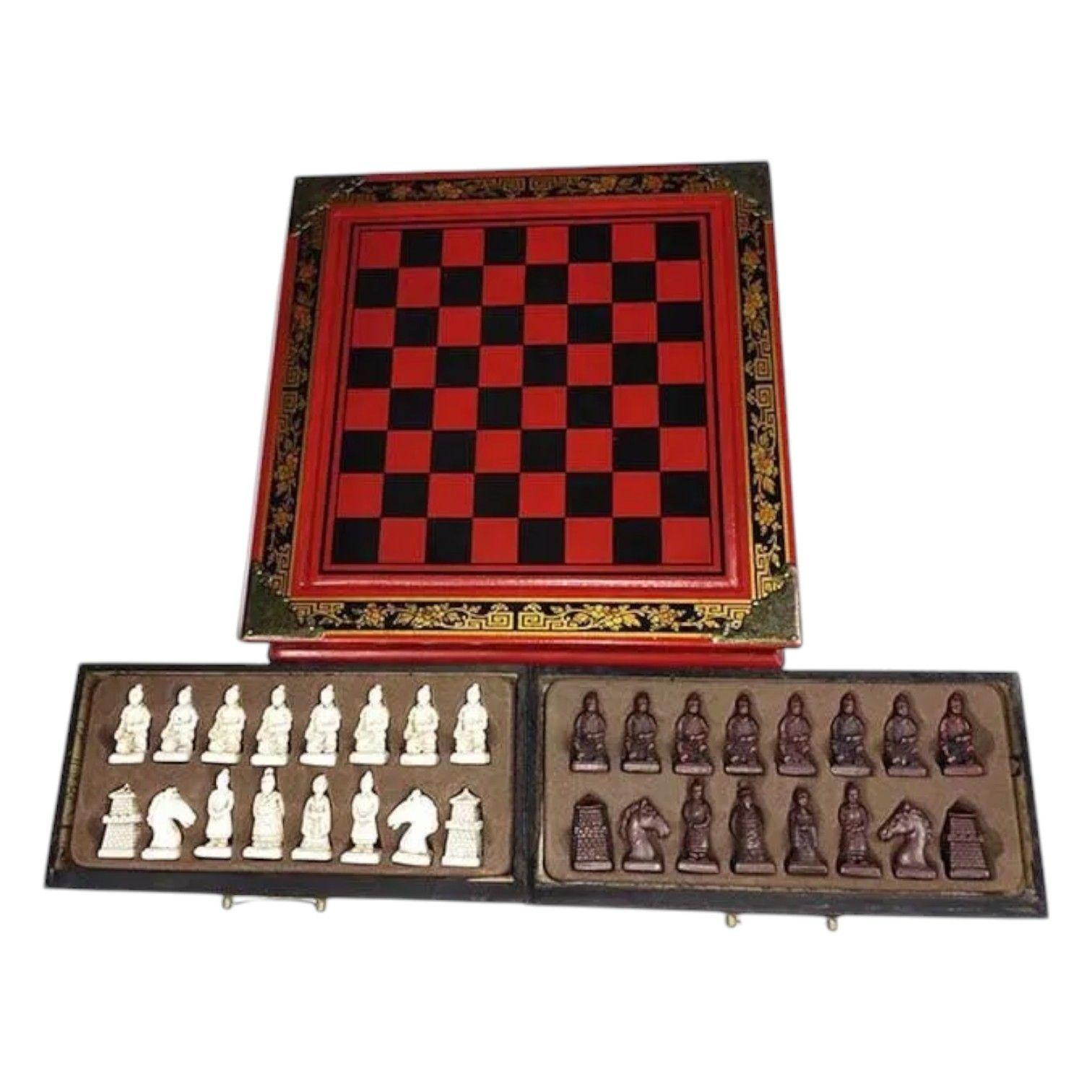 TABLERO AJEDREZ CHINO GUERRERO TERRACOTA NC37-6