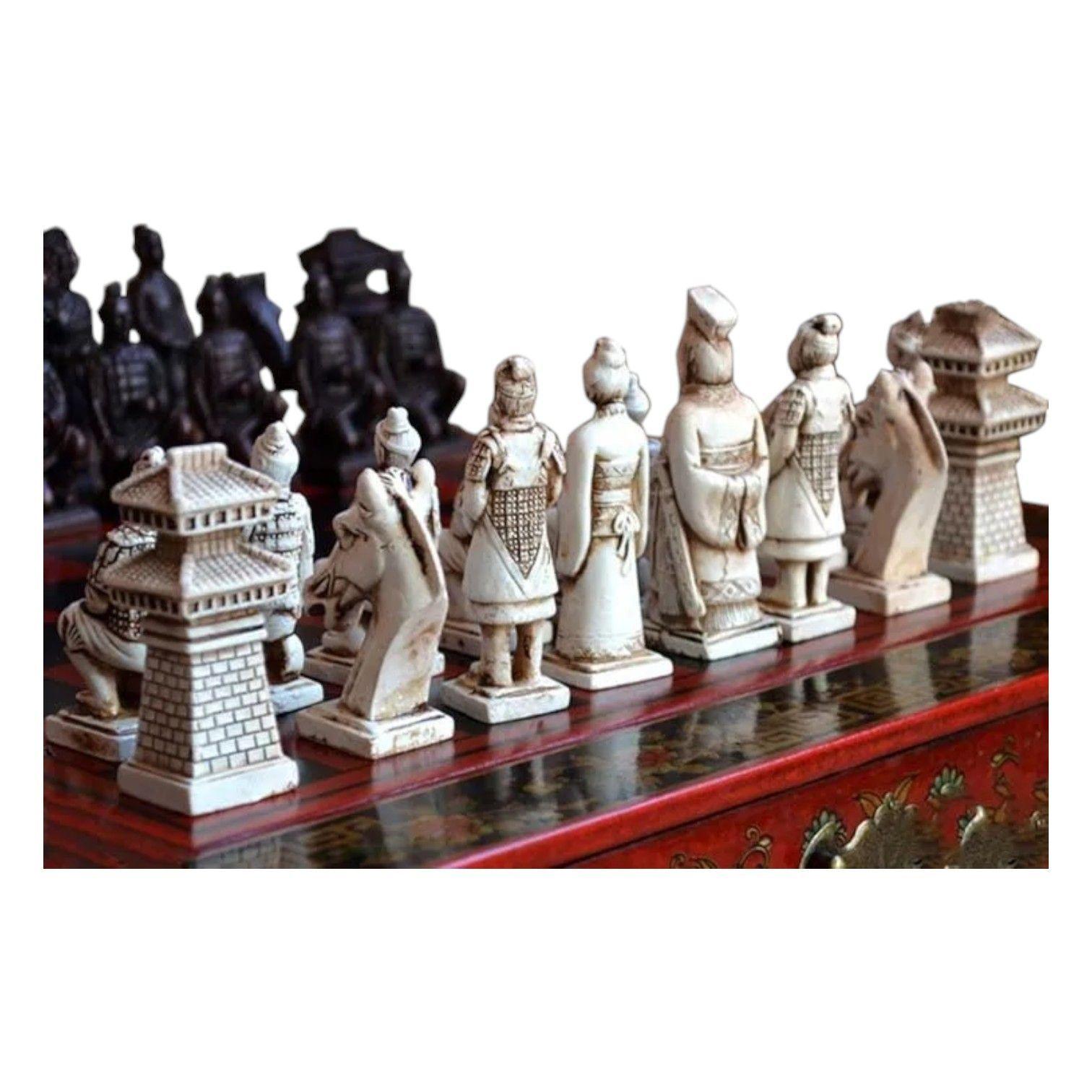 TABLERO AJEDREZ CHINO GUERRERO TERRACOTA NC37-7