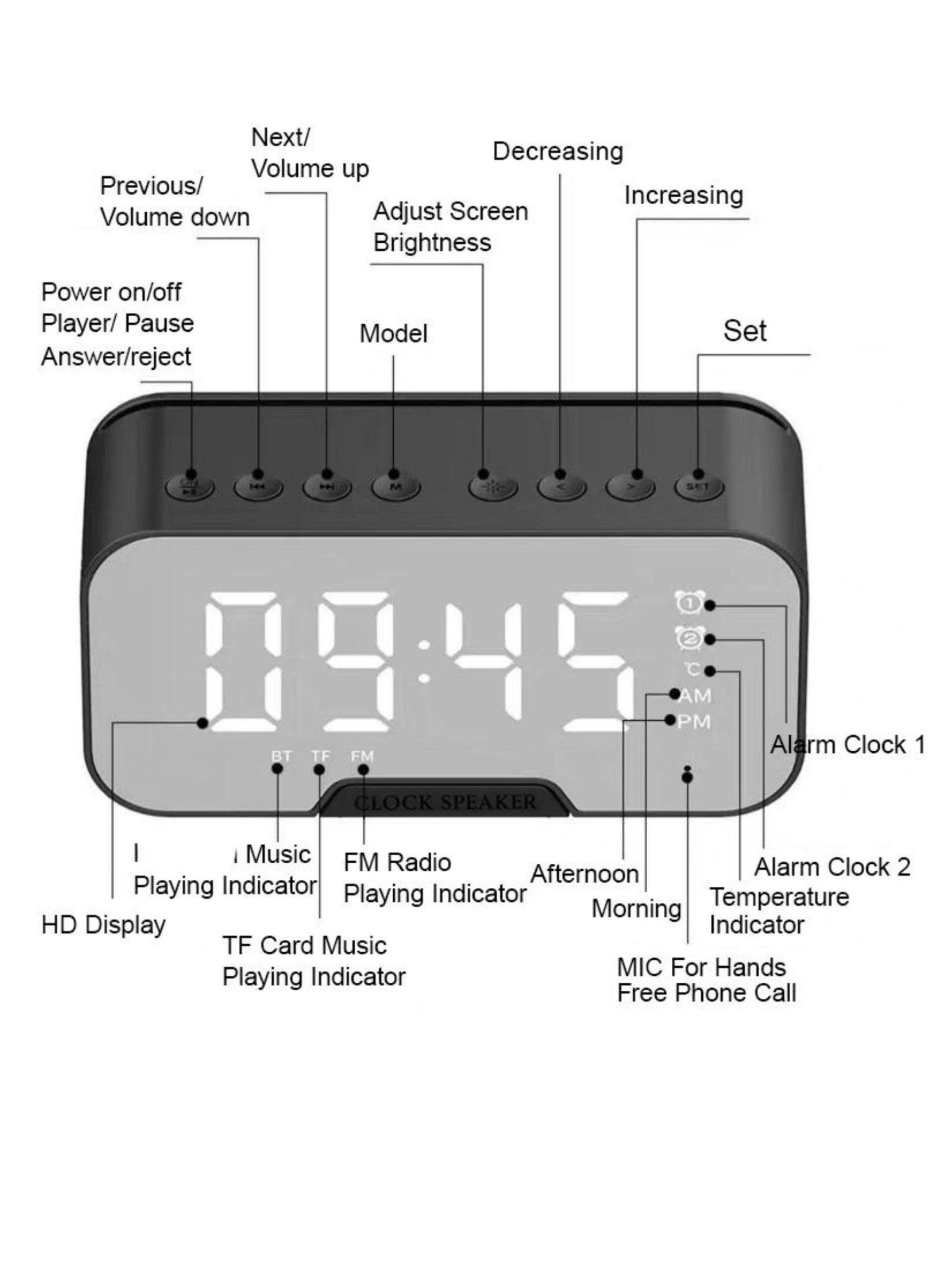 Reloj Digital Espejo Parlante Despertador Recargable Mx82-3