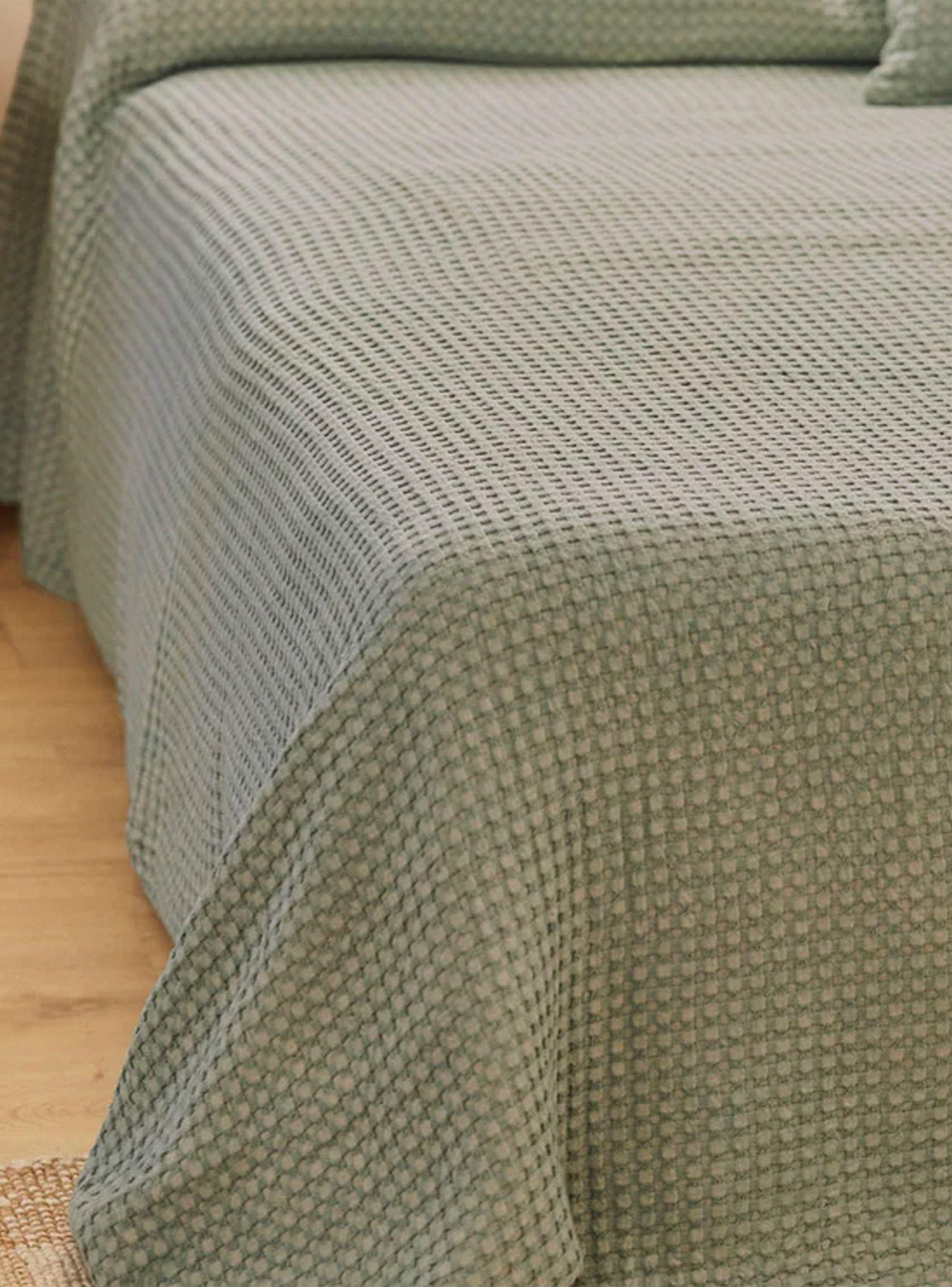 Cubrecama Ola 240x260 Menta (Cama 2 Plazas o Queen)-2
