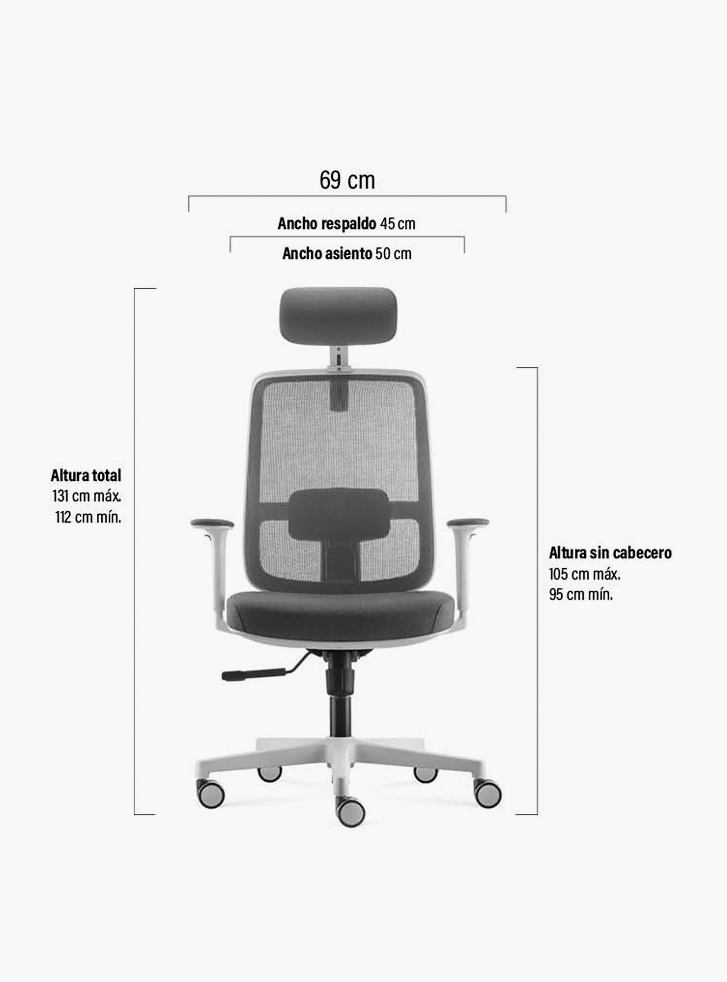Silla Oficina Lotto con cabecero Gris Claro-5