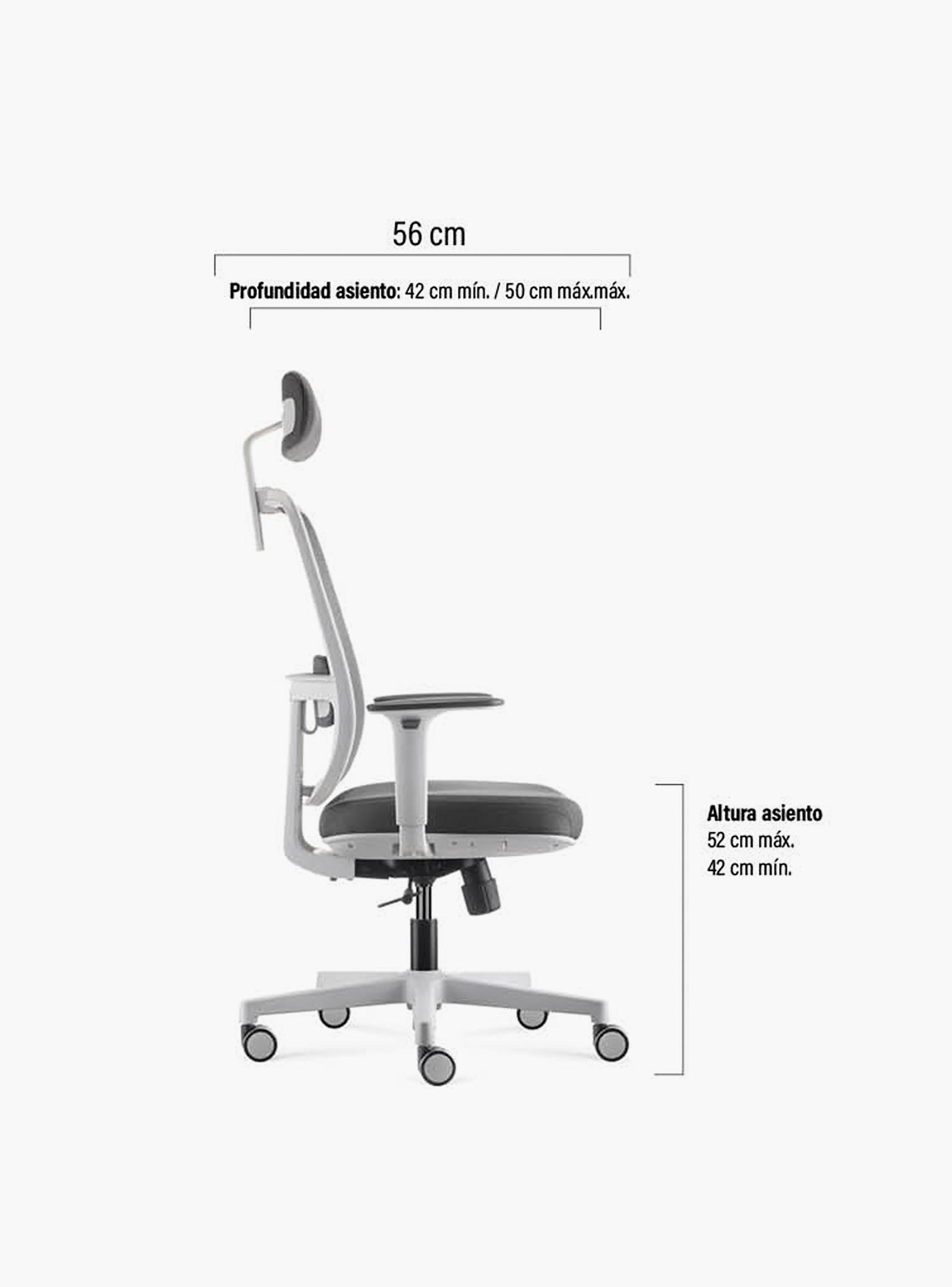Silla Oficina Lotto con cabecero Gris Claro-6