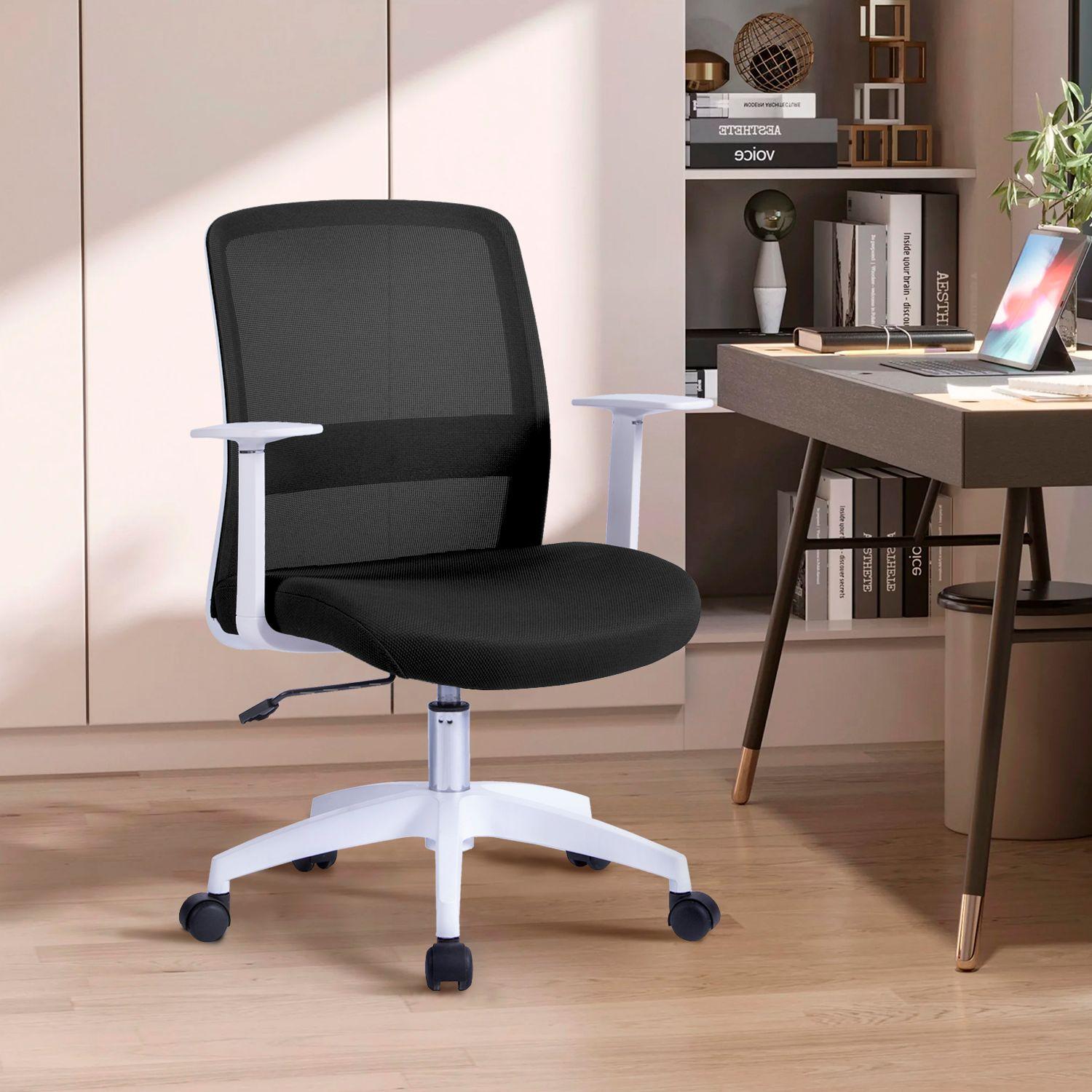 Silla Oficina Mesh Blanco Negro-1