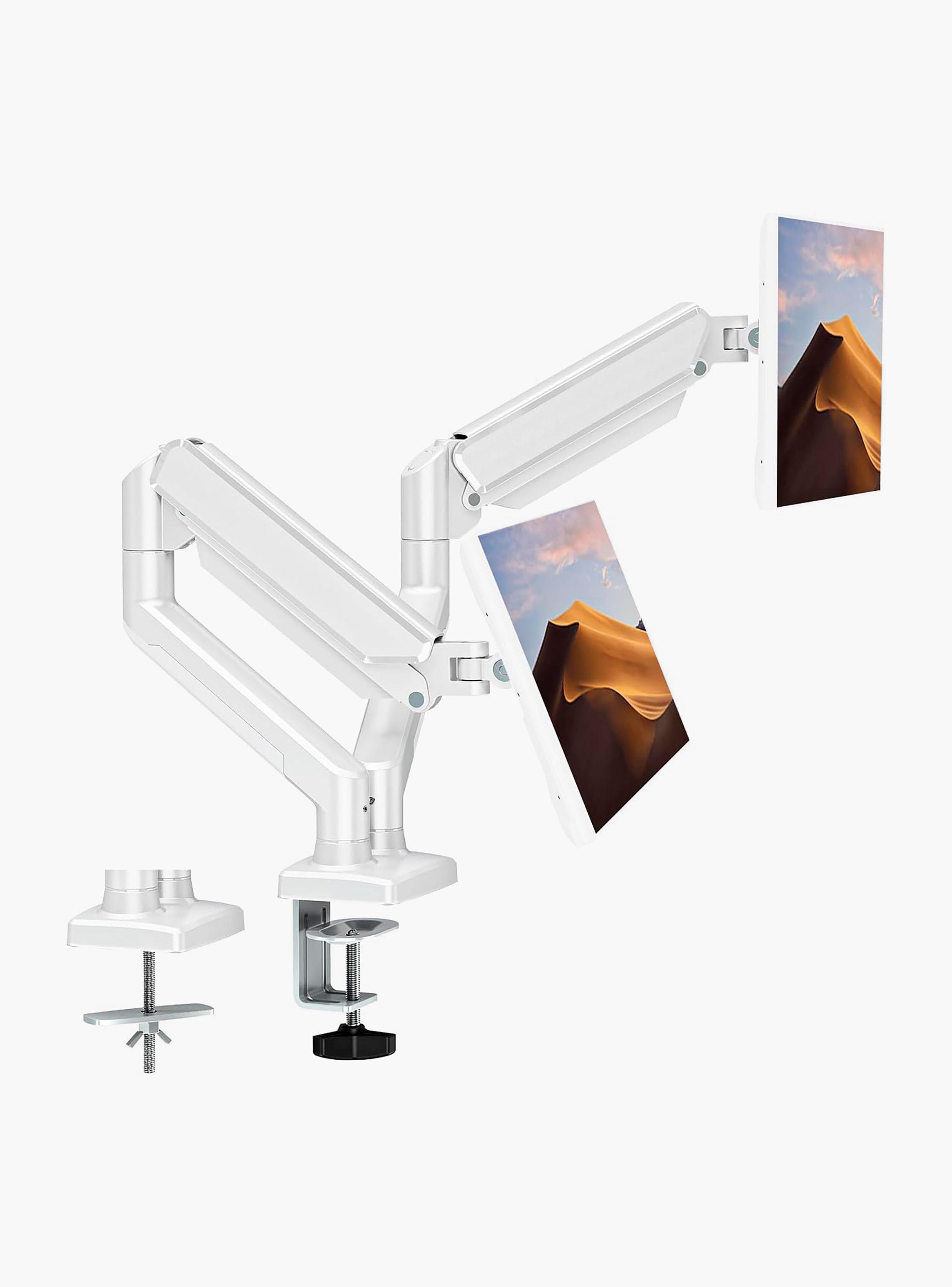 Soporte Monitor Escritorio Doble Blanco-3