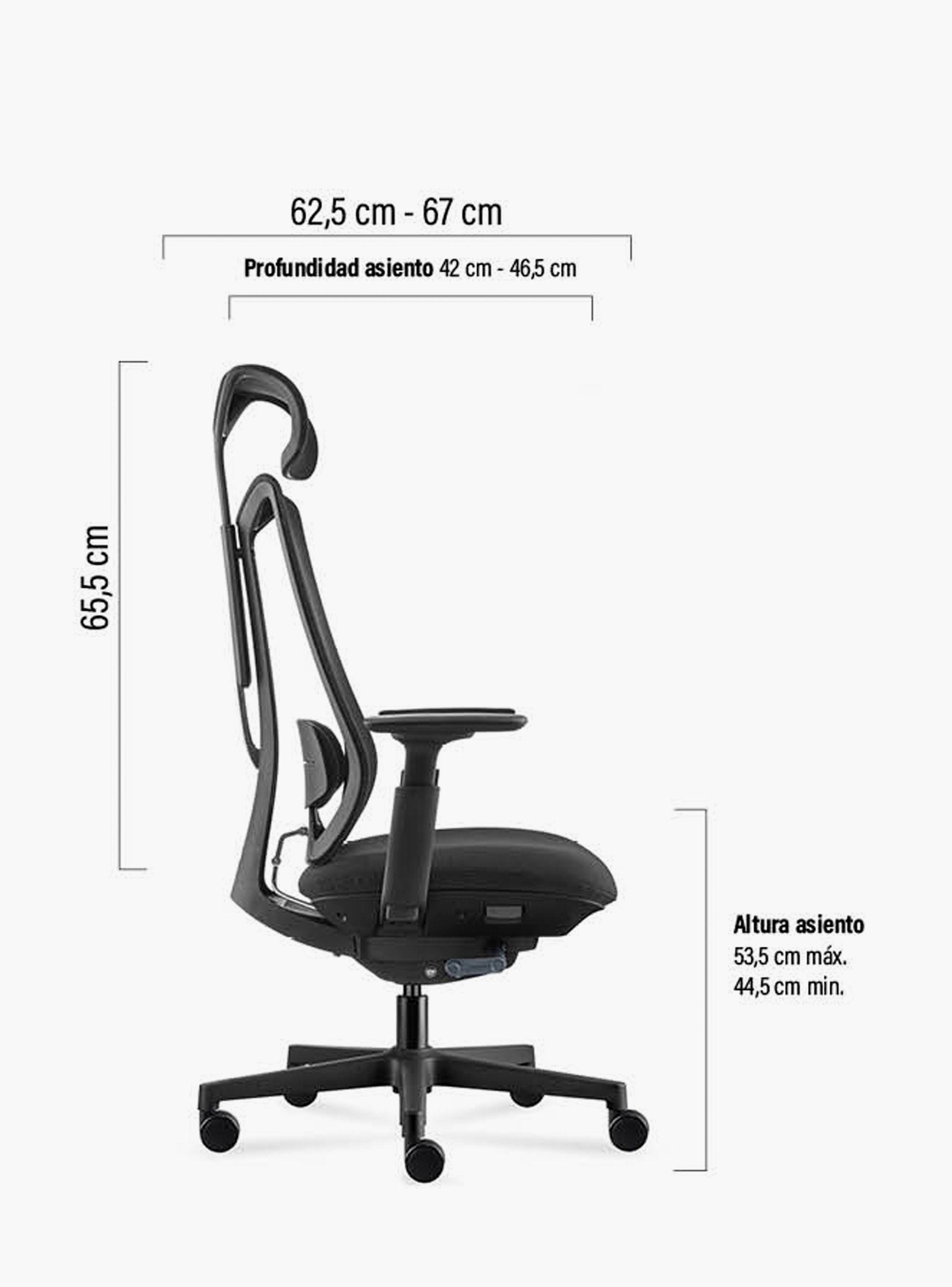 Silla Oficina Eve con cabecero Negro-6