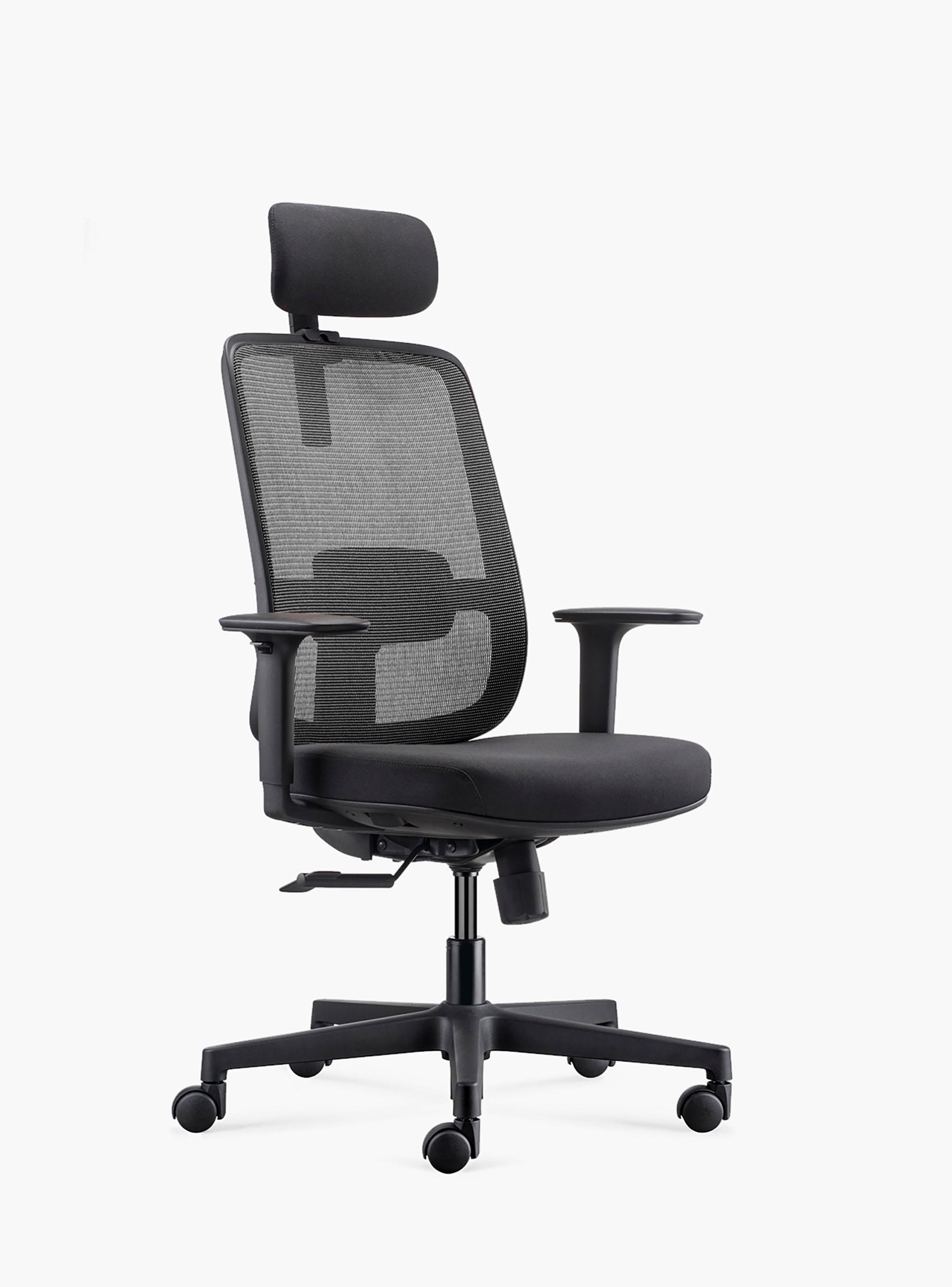 Silla Oficina Lotto con cabecero Negro-2