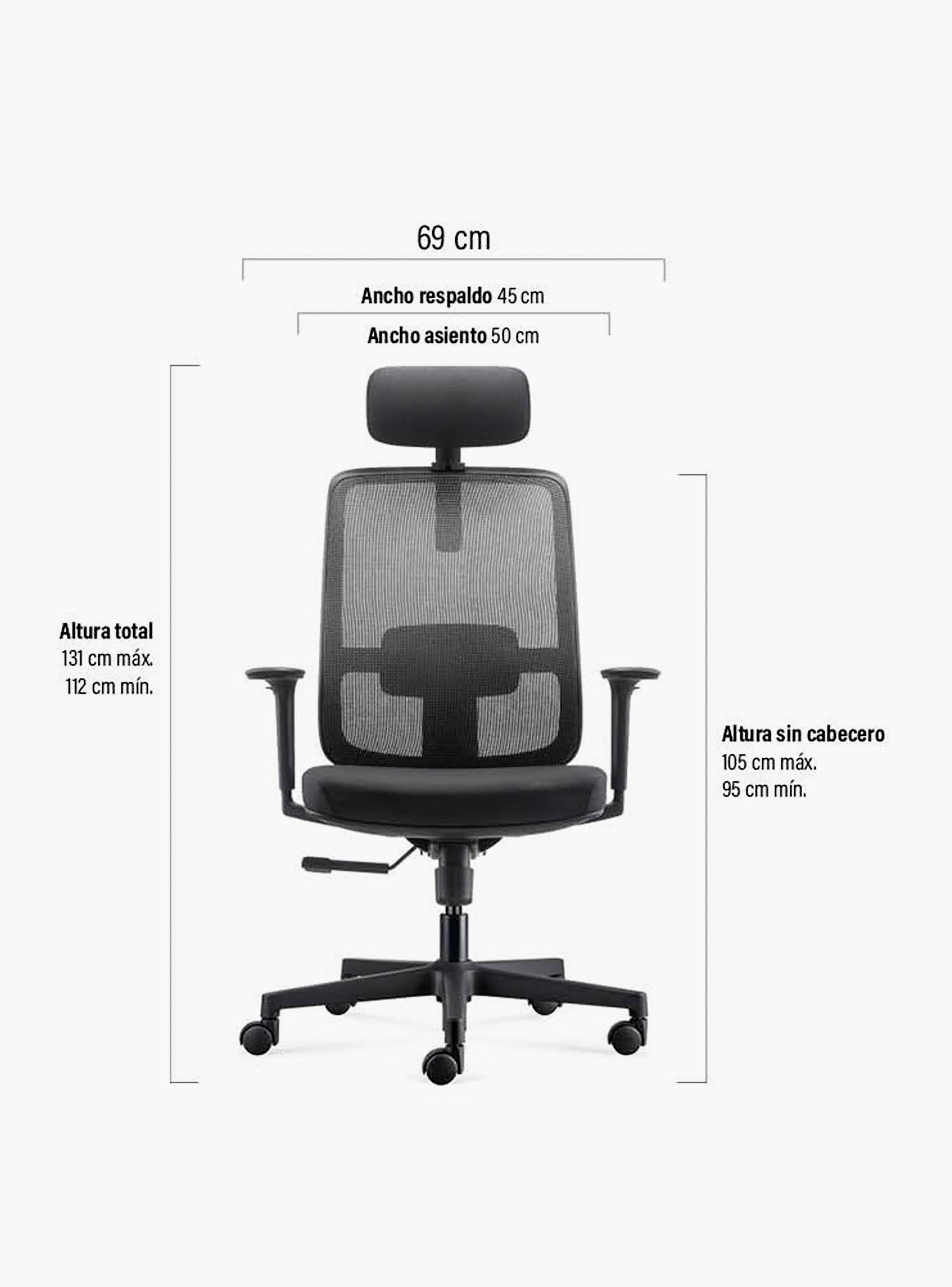 Silla Oficina Lotto con cabecero Negro-6