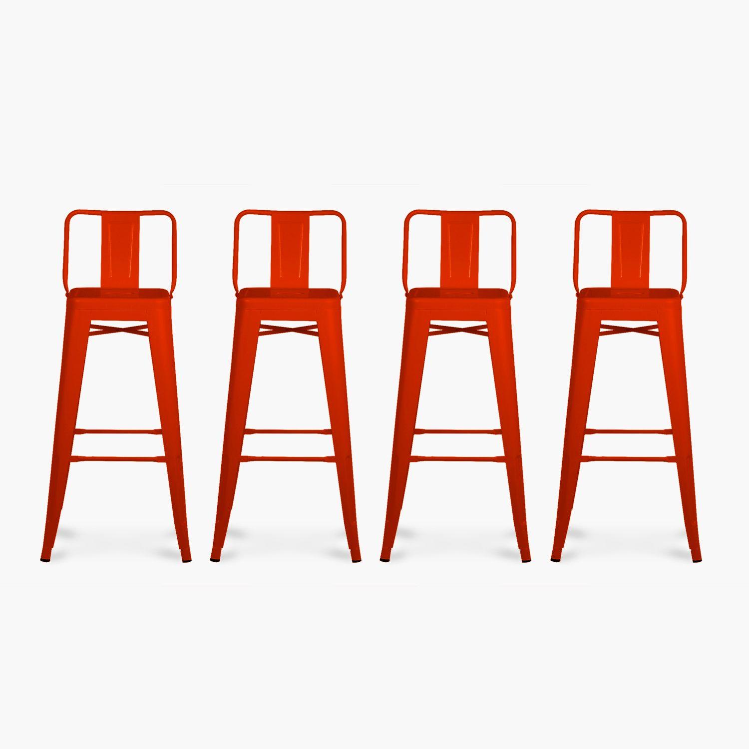 Pack 4 Tolix Taburetes c/resp 77 Metal Rojo-0