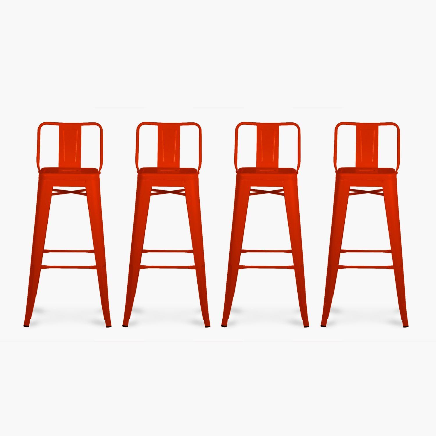Pack 4 Tolix Taburetes c/resp 77 Metal Rojo-0
