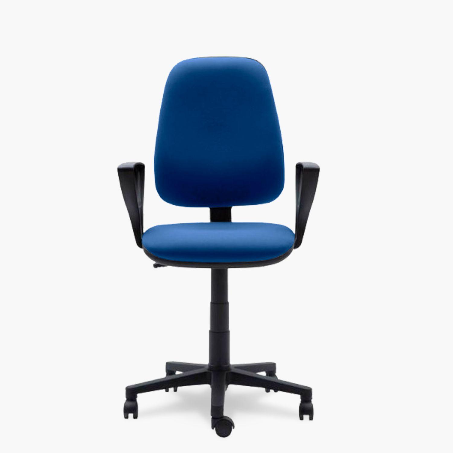 Silla Escritorio Rudy Alta Brazo Fijo Tela Azul-0
