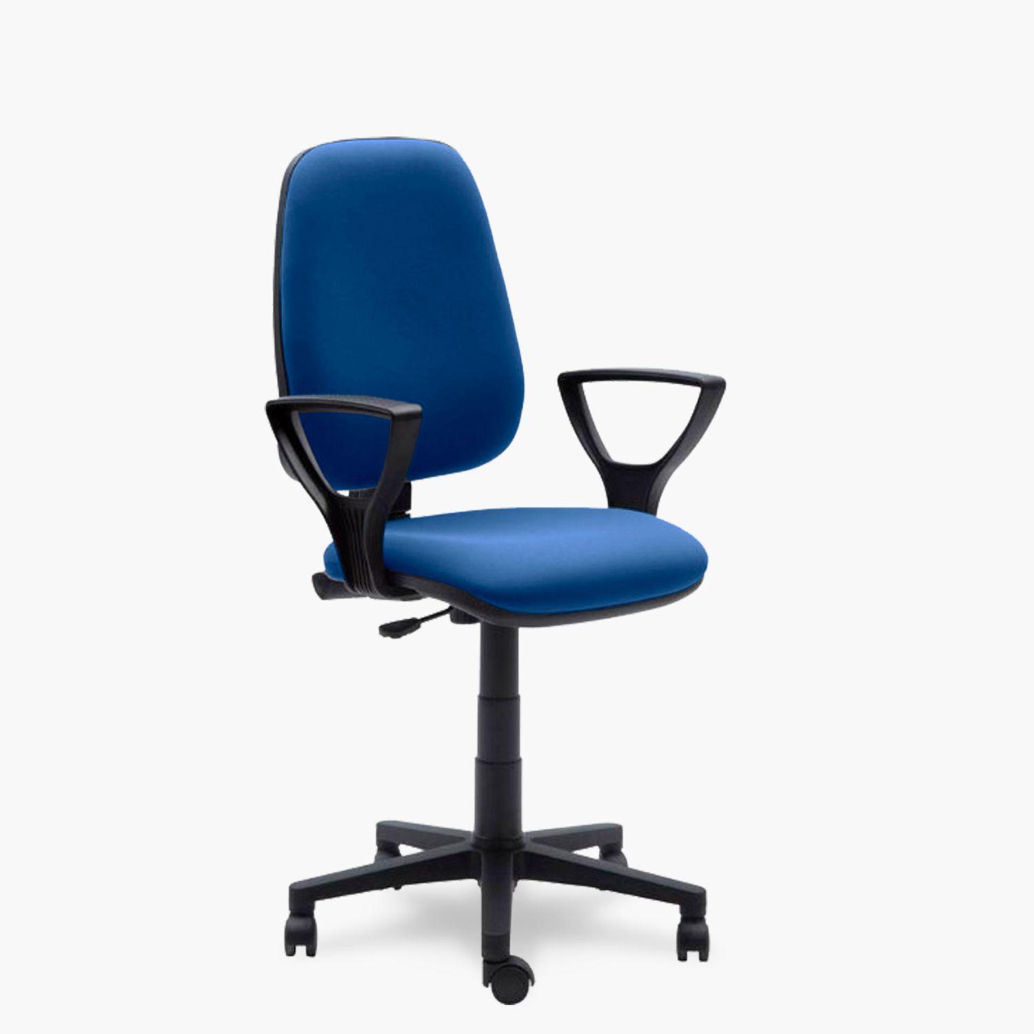 Silla Escritorio Rudy Alta Brazo Fijo Tela Azul-1