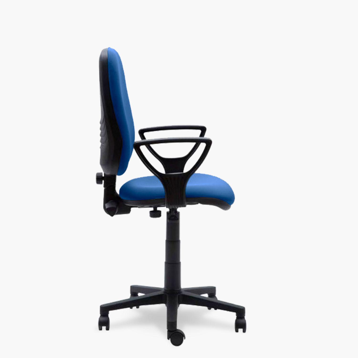 Silla Escritorio Rudy Alta Brazo Fijo Tela Azul-2