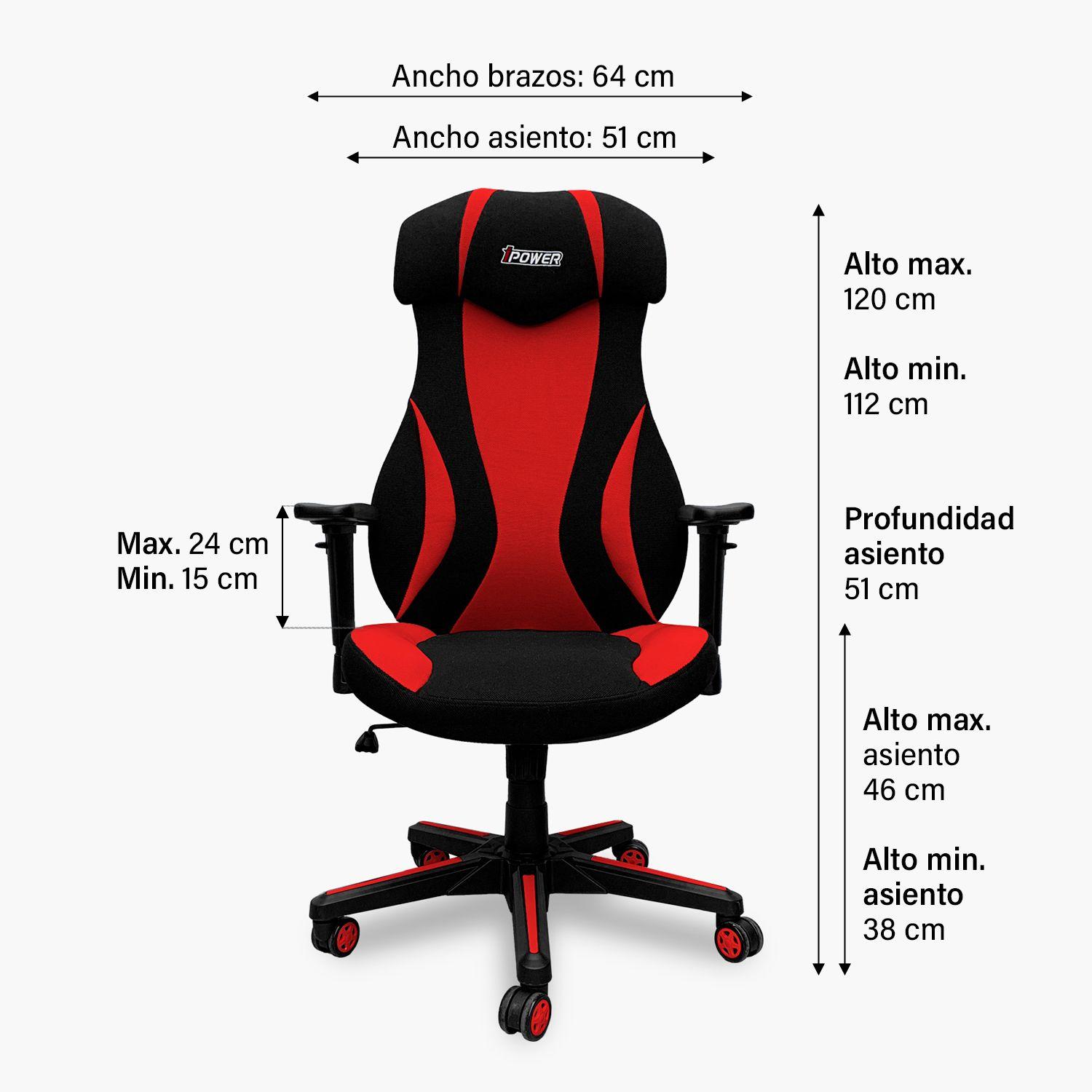 Silla Oficina Ergonómica Malla Ipower Negro-Rojo-5