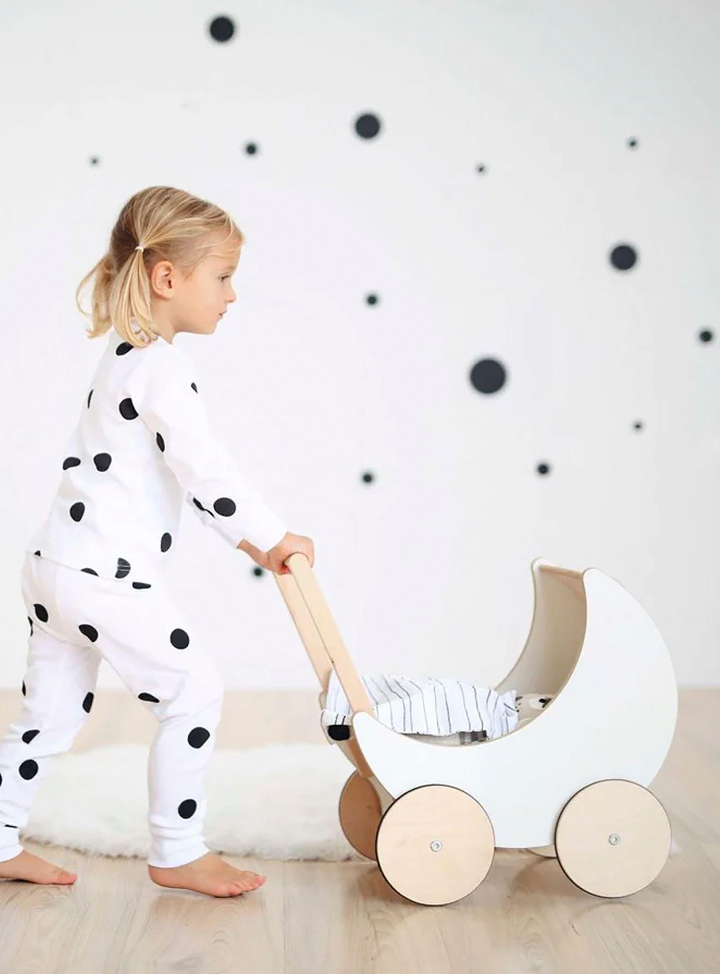 Coche para Muñecas Samanta Infantil de Madera Blanco-2