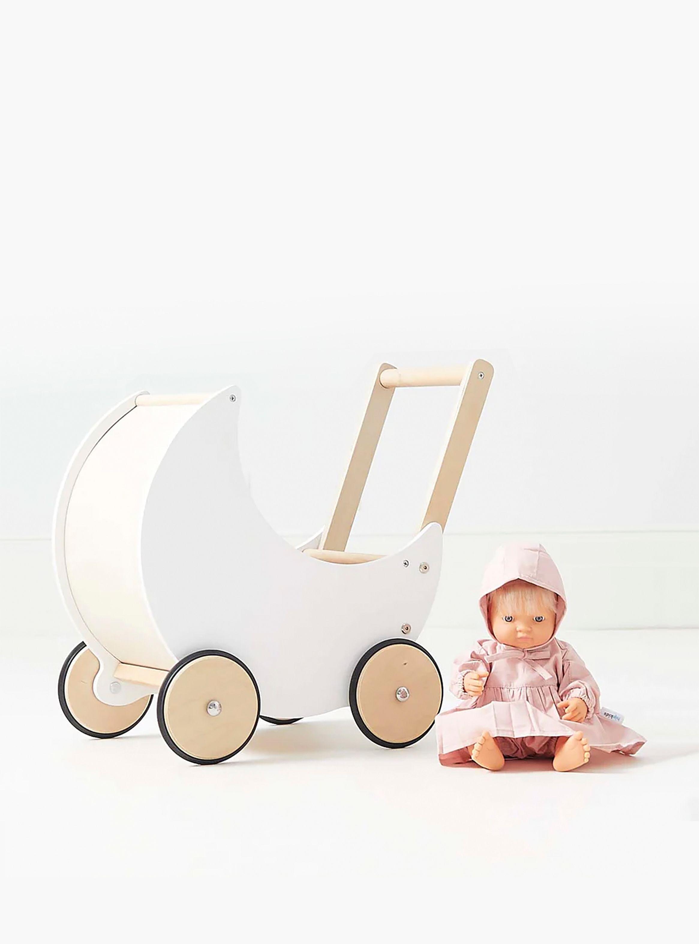 Coche para Muñecas Samanta Infantil de Madera Blanco-7