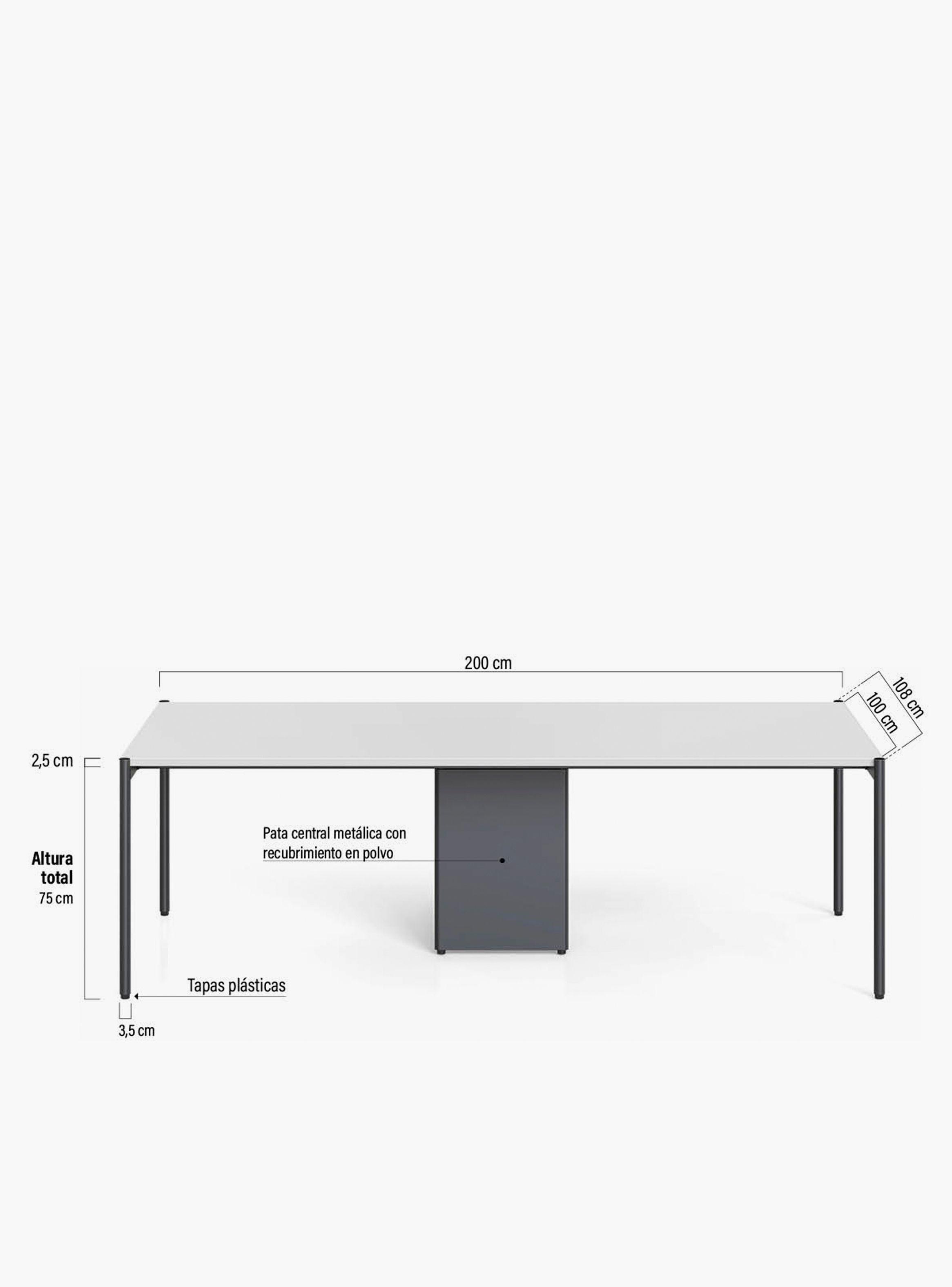 Mesa Oficina Reunión Astro 200x108 Blanco/Gris-2