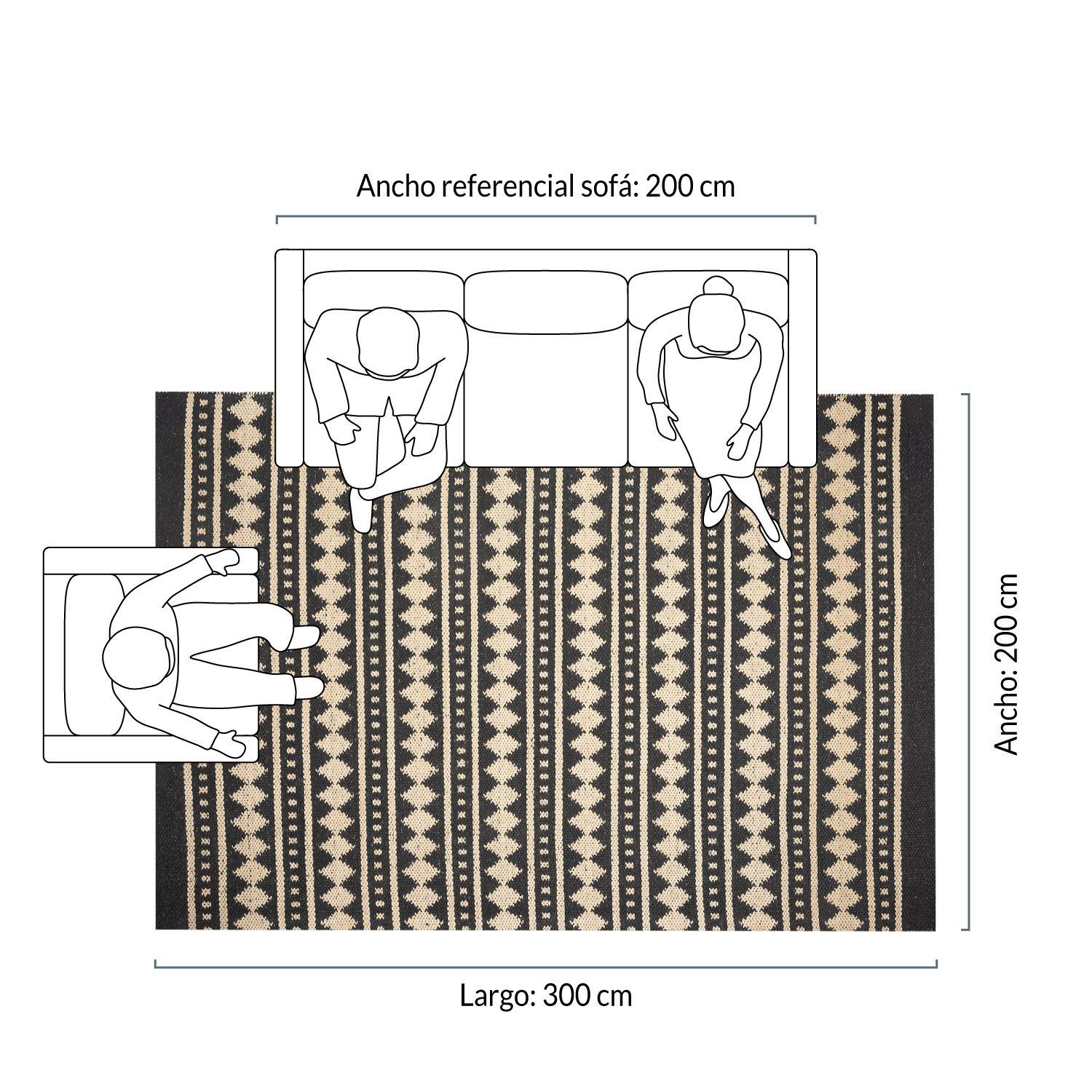 Alfombra Yute Bombay 200x300 Negro-2