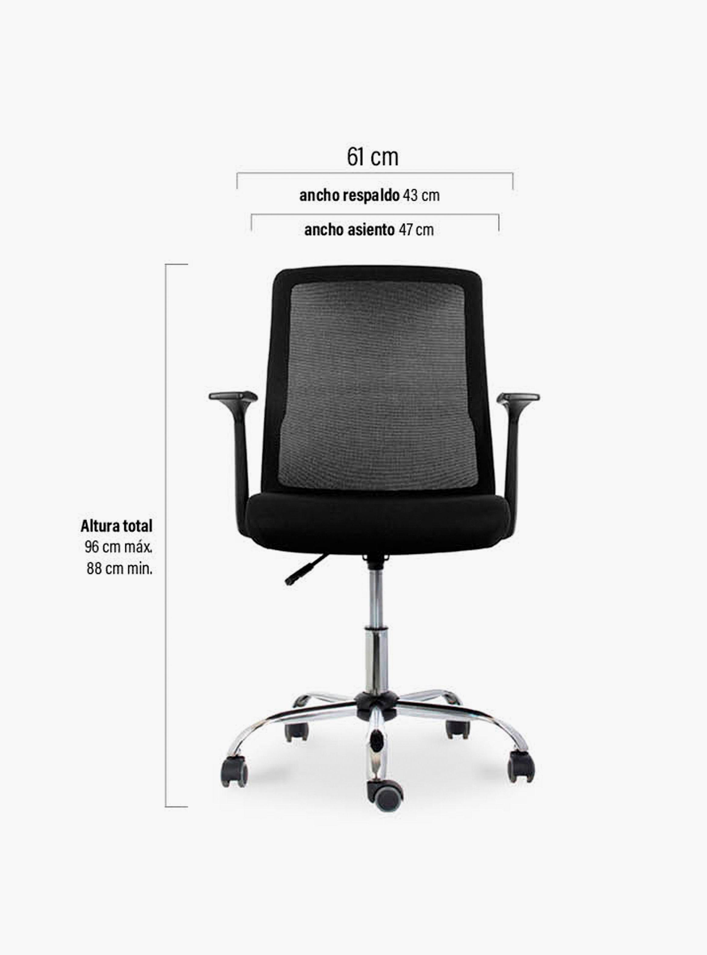 Silla de escritorio Cuba Media brazos fijos-4