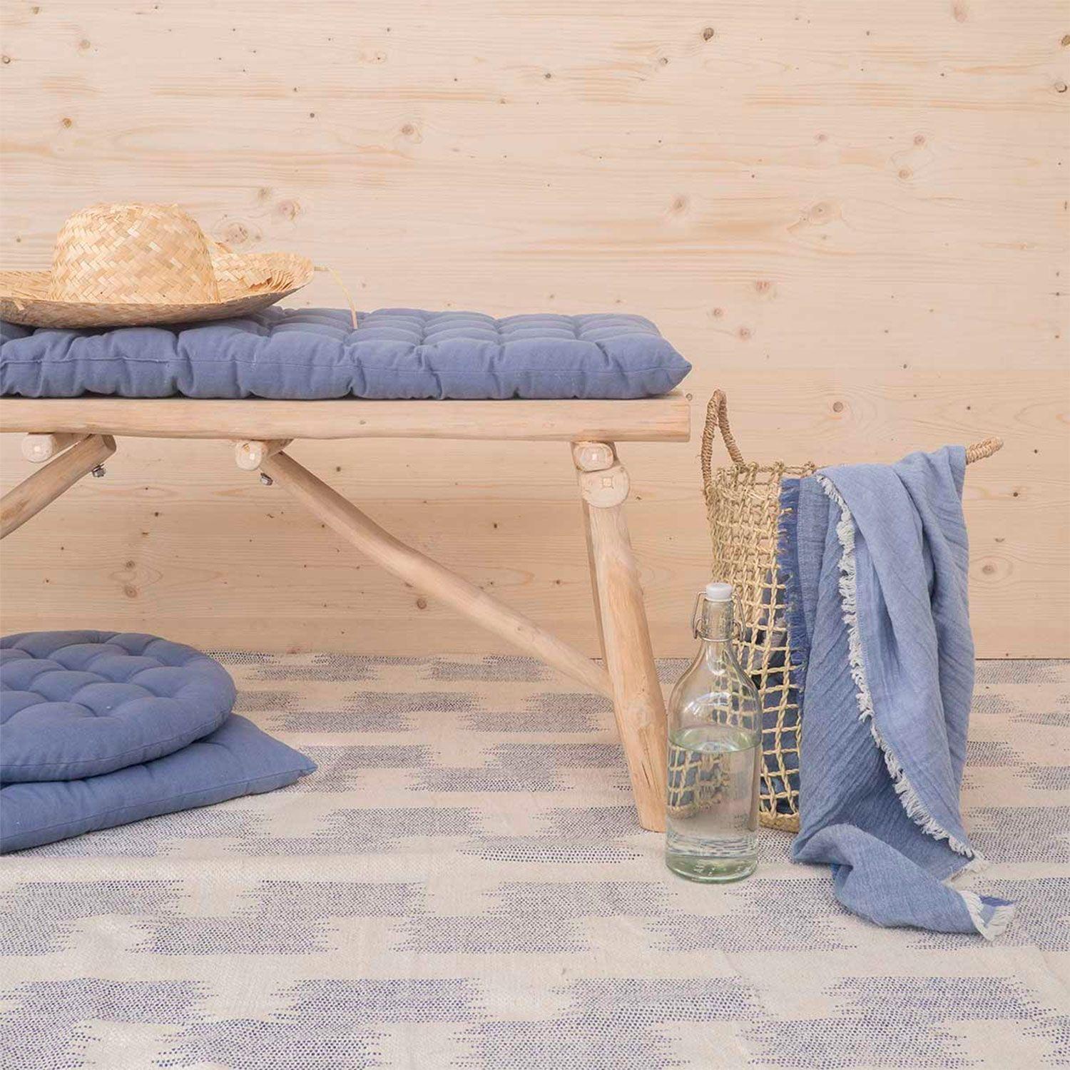 Cojin Banqueta Algodon Gavema 120x40 Azul-3