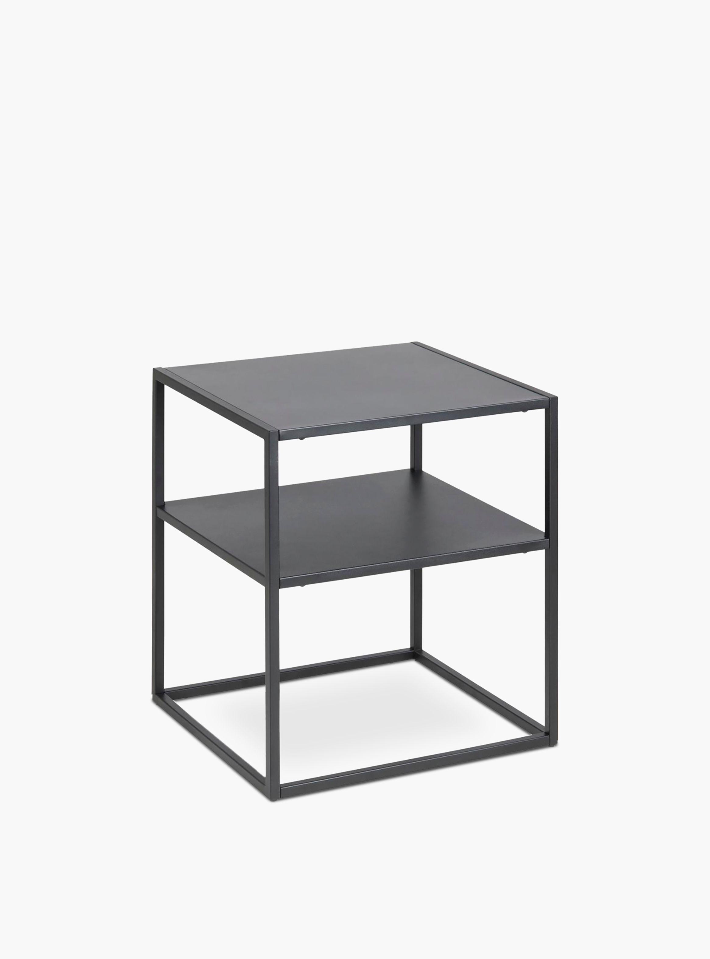 Mesa Lateral Newton con repisa Negro-2
