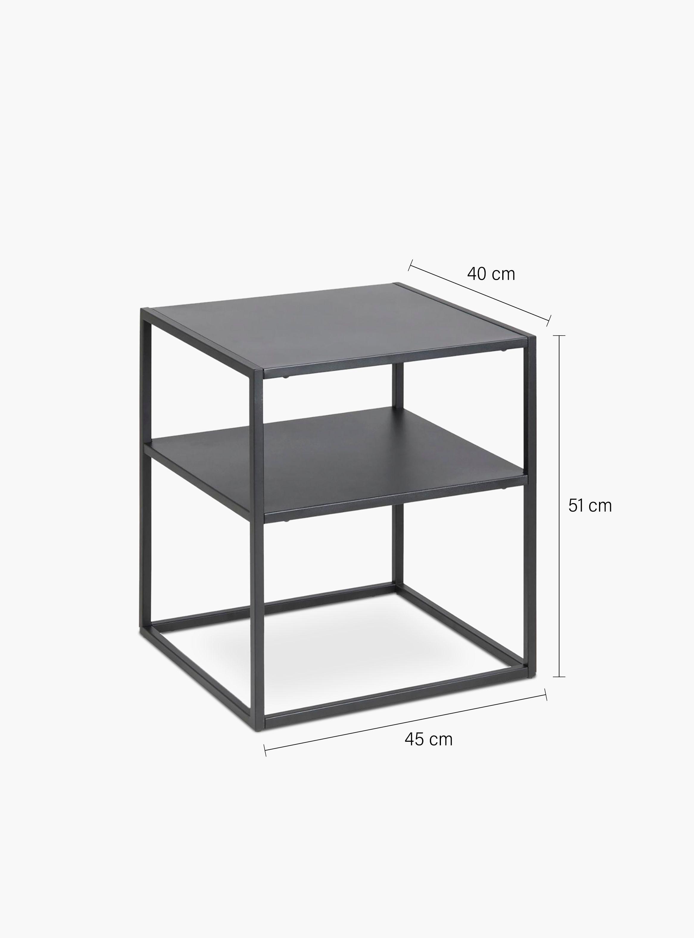 Mesa Lateral Newton con repisa Negro-4