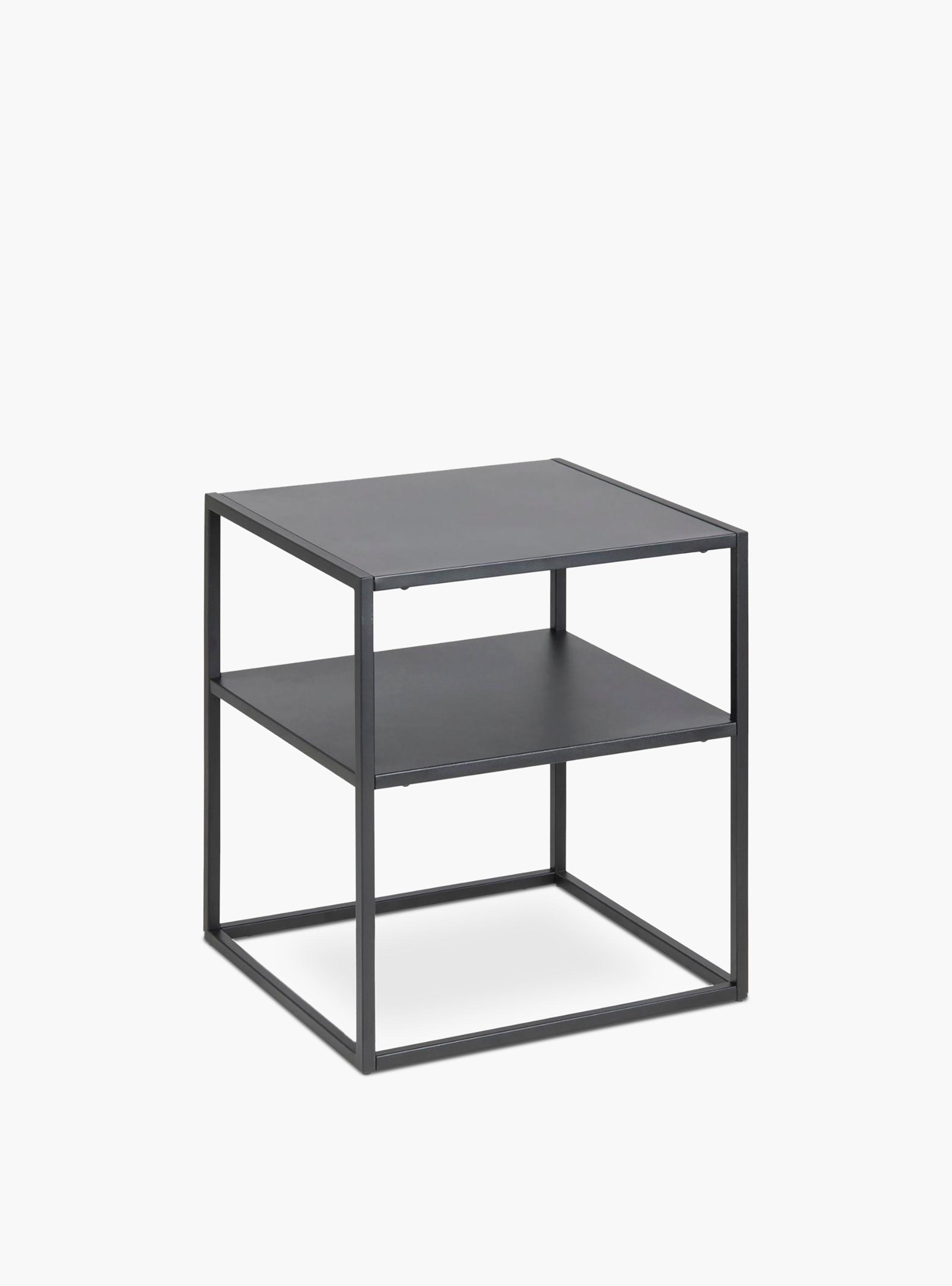 Mesa Lateral Newton con repisa Negro-2