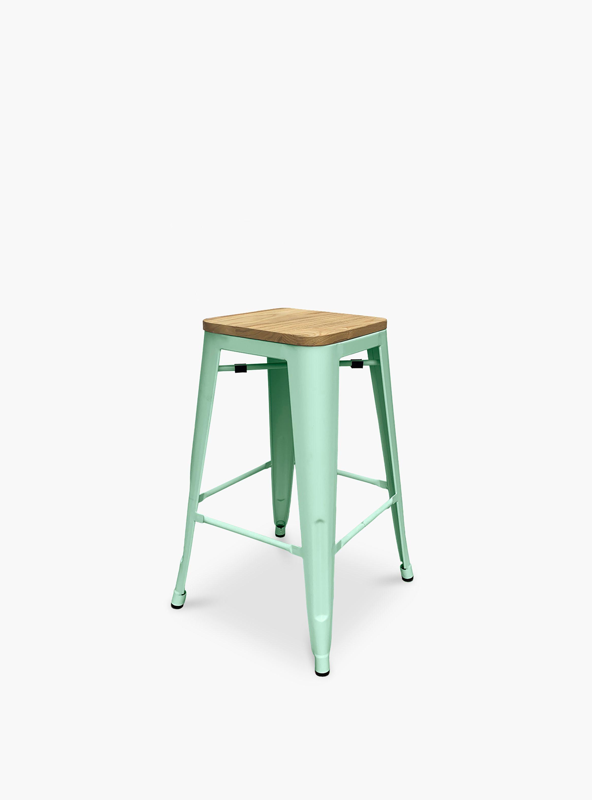 Pack 4 Taburetes Tolix 66 Asiento Madera Menta-2