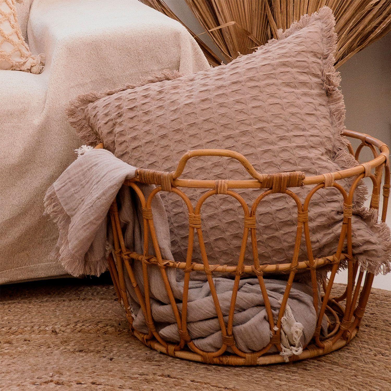 Funda Cojin Algodon Panal 60x60 Gris-3