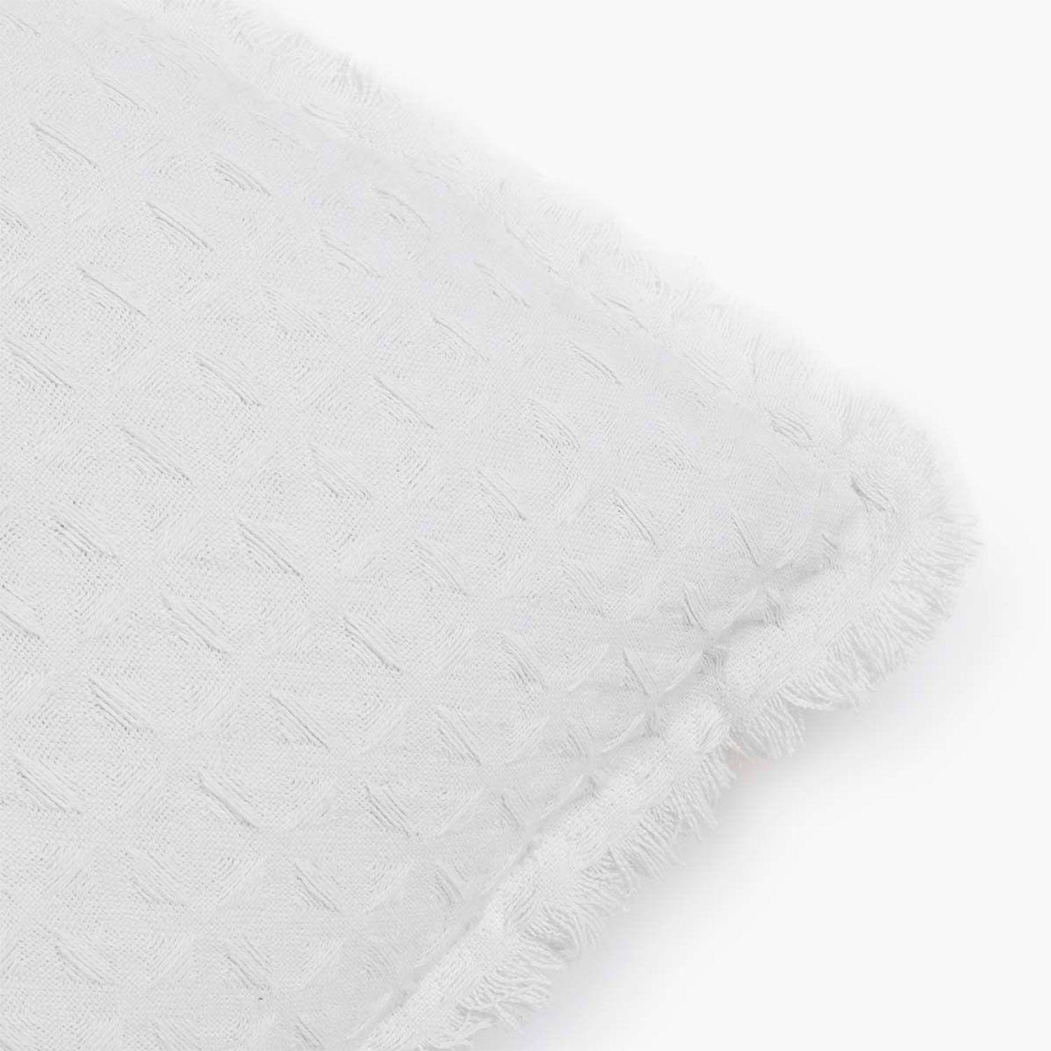 Funda Cojin Algodon Panal 30x60 Blanco-2