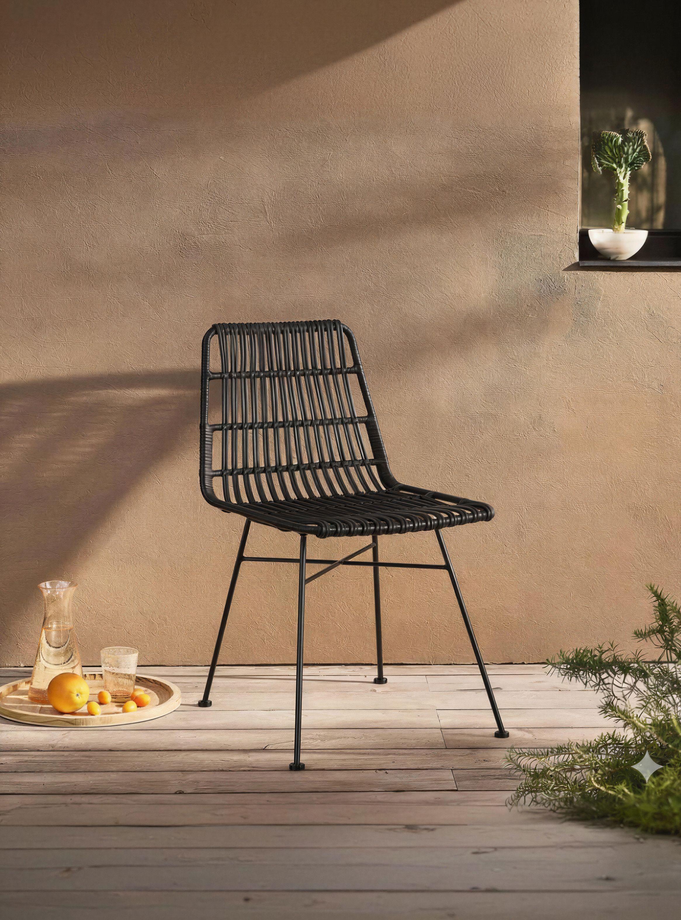 Silla Comedor ratan sintetico Creta Negro-1