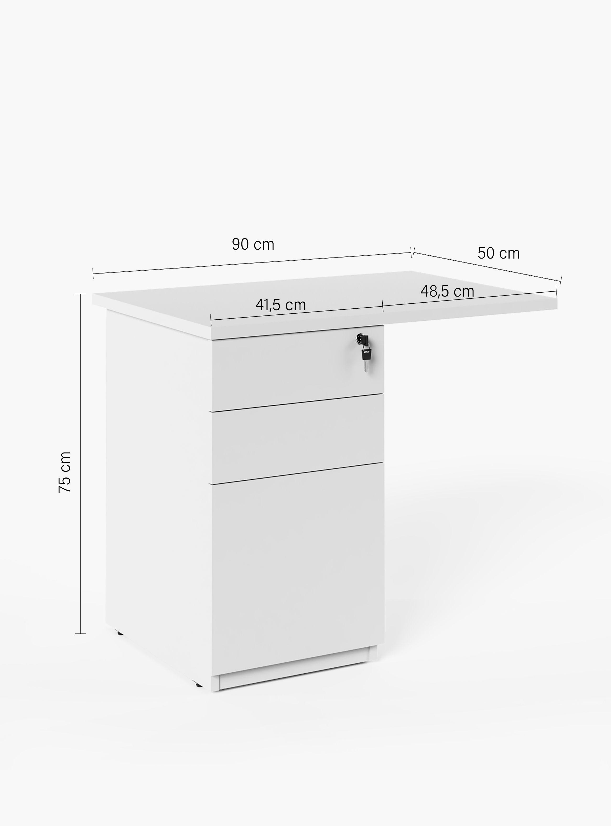 Lateral c/cajonera para Escritorio Space 50x90 Blanco-3
