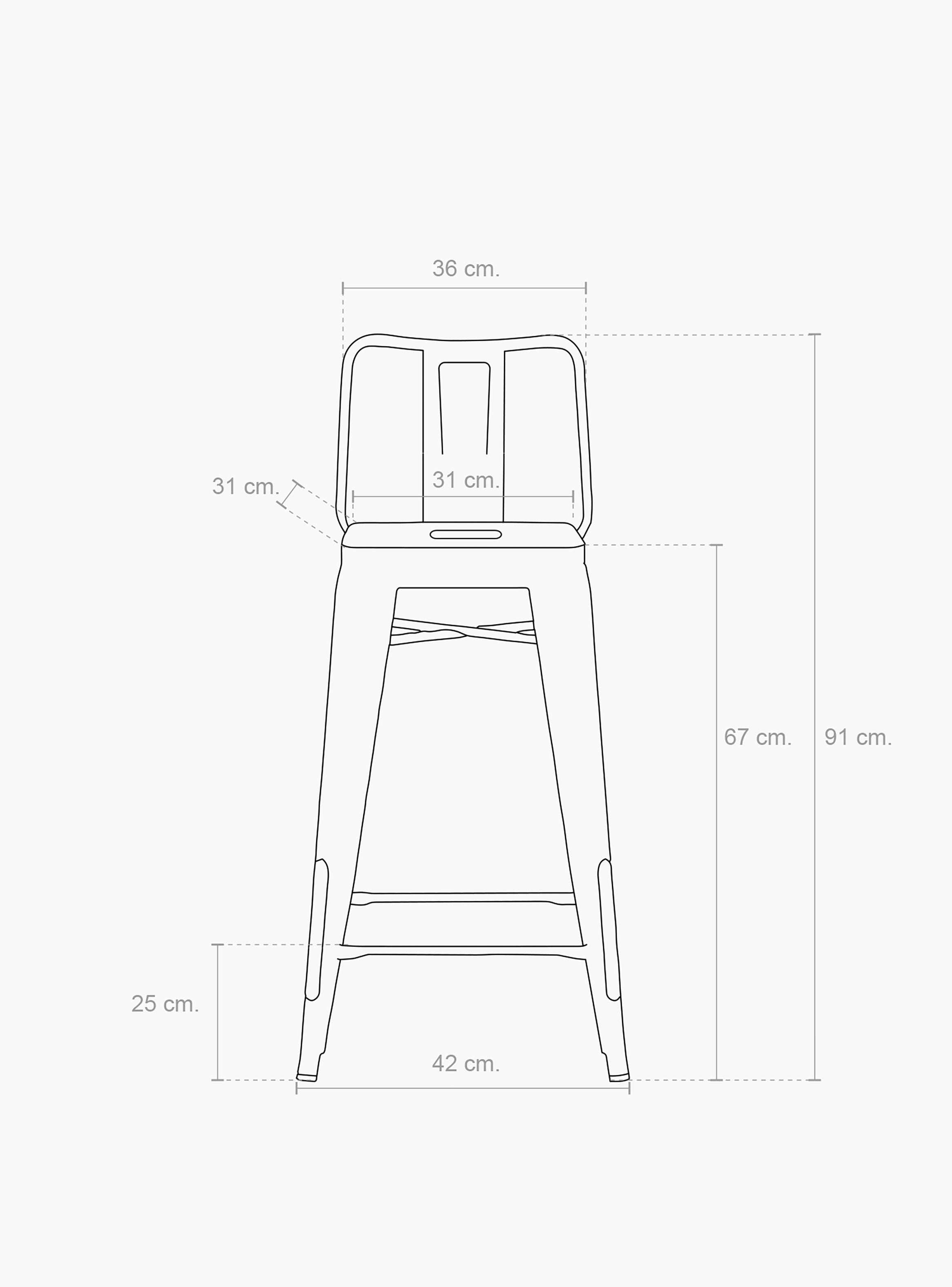 Taburete Medio 67 Tolix c/resp Metal-5