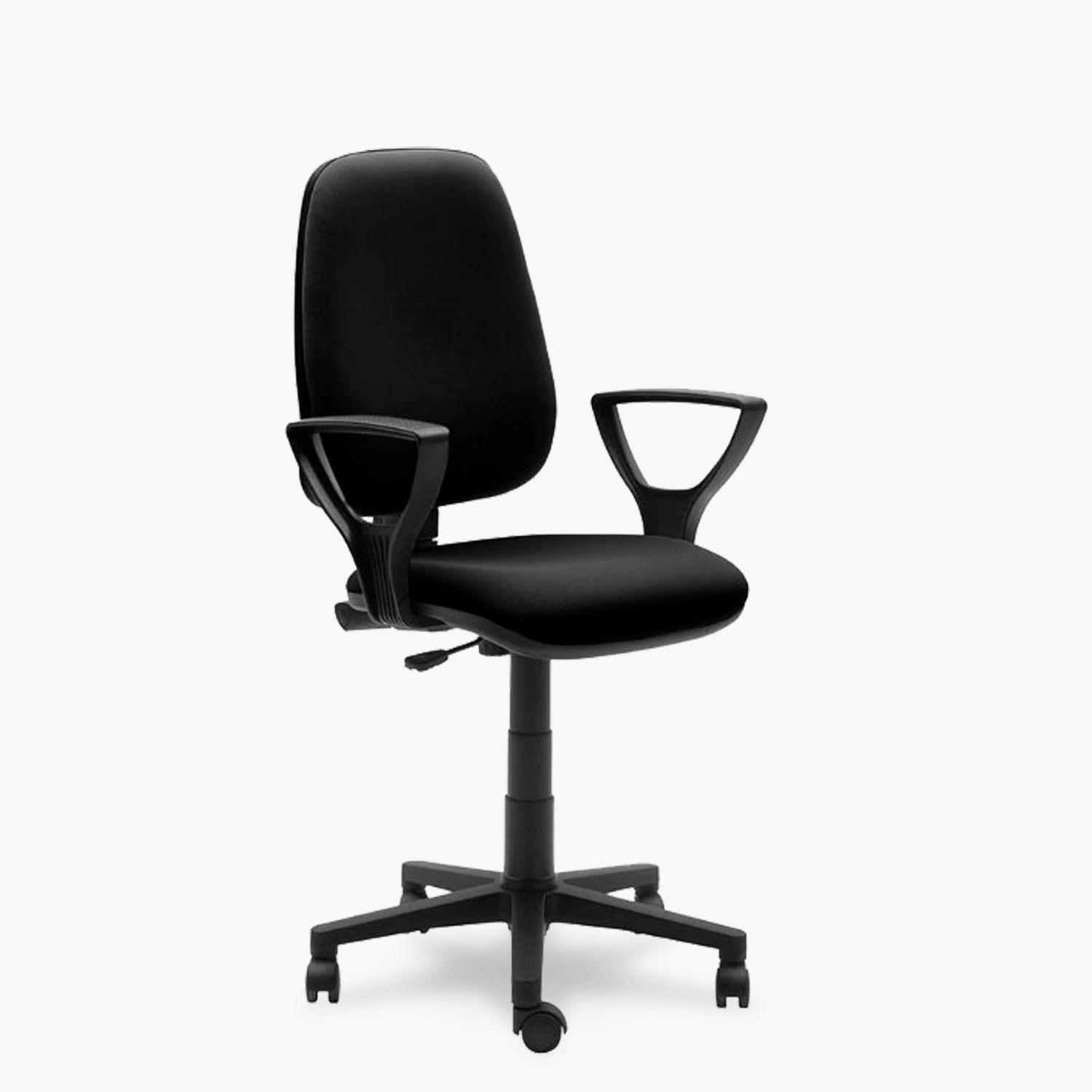 Silla Escritorio Rudy Alta Brazo Fijo Tela Negro-2