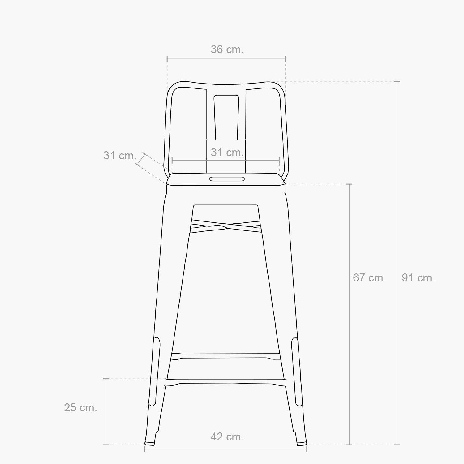 Taburete Medio 67 Tolix c/resp Metal-5