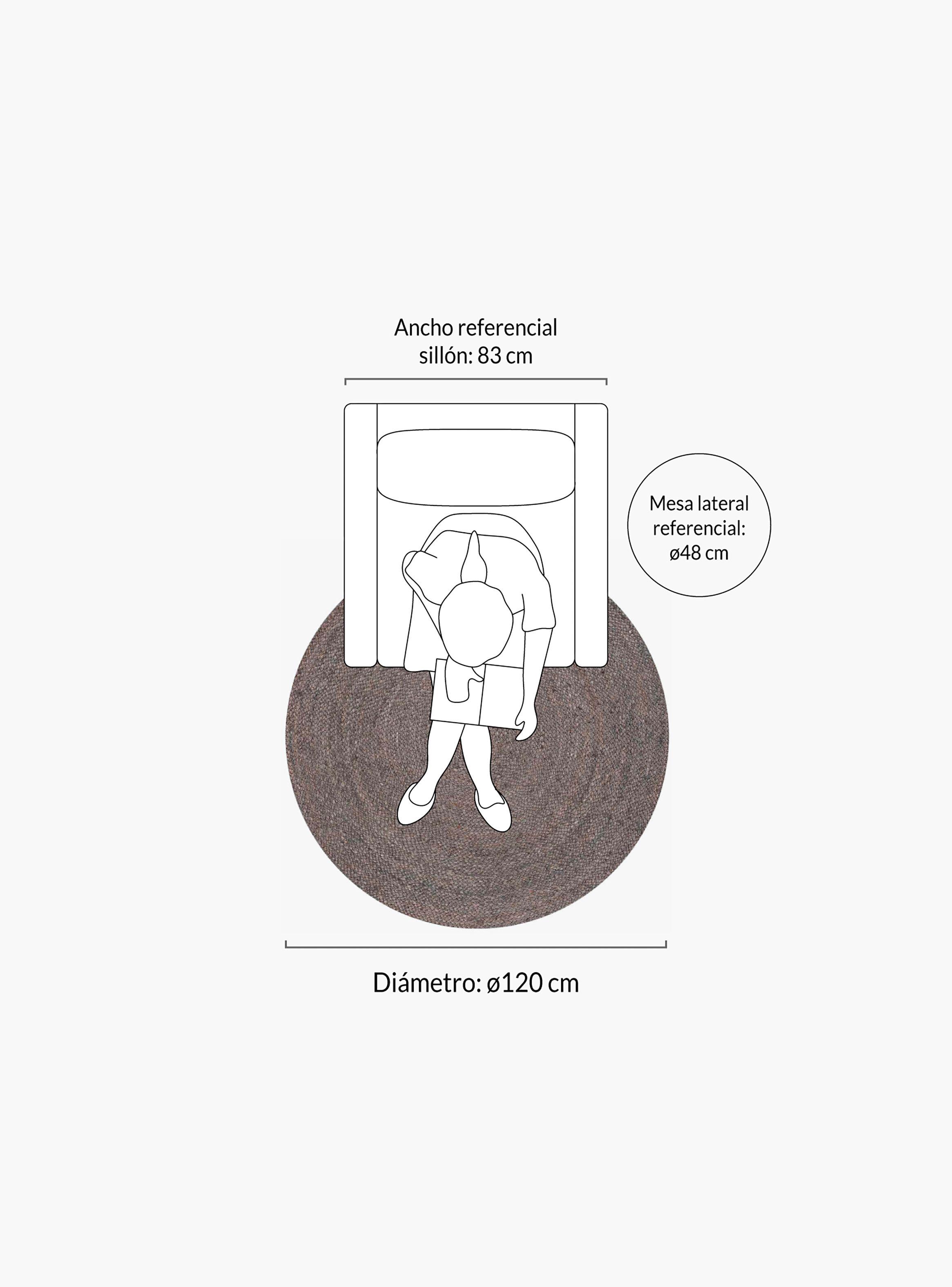 Alfombra Redonda Yute Gobi 120 Gris-3