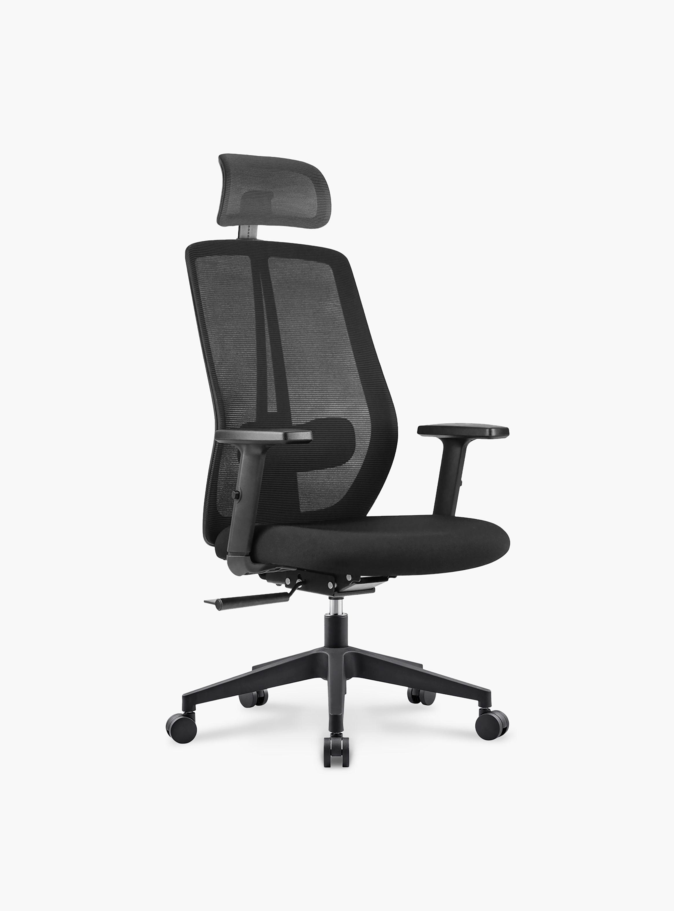 Silla Oficina One con cabecero Negro-2