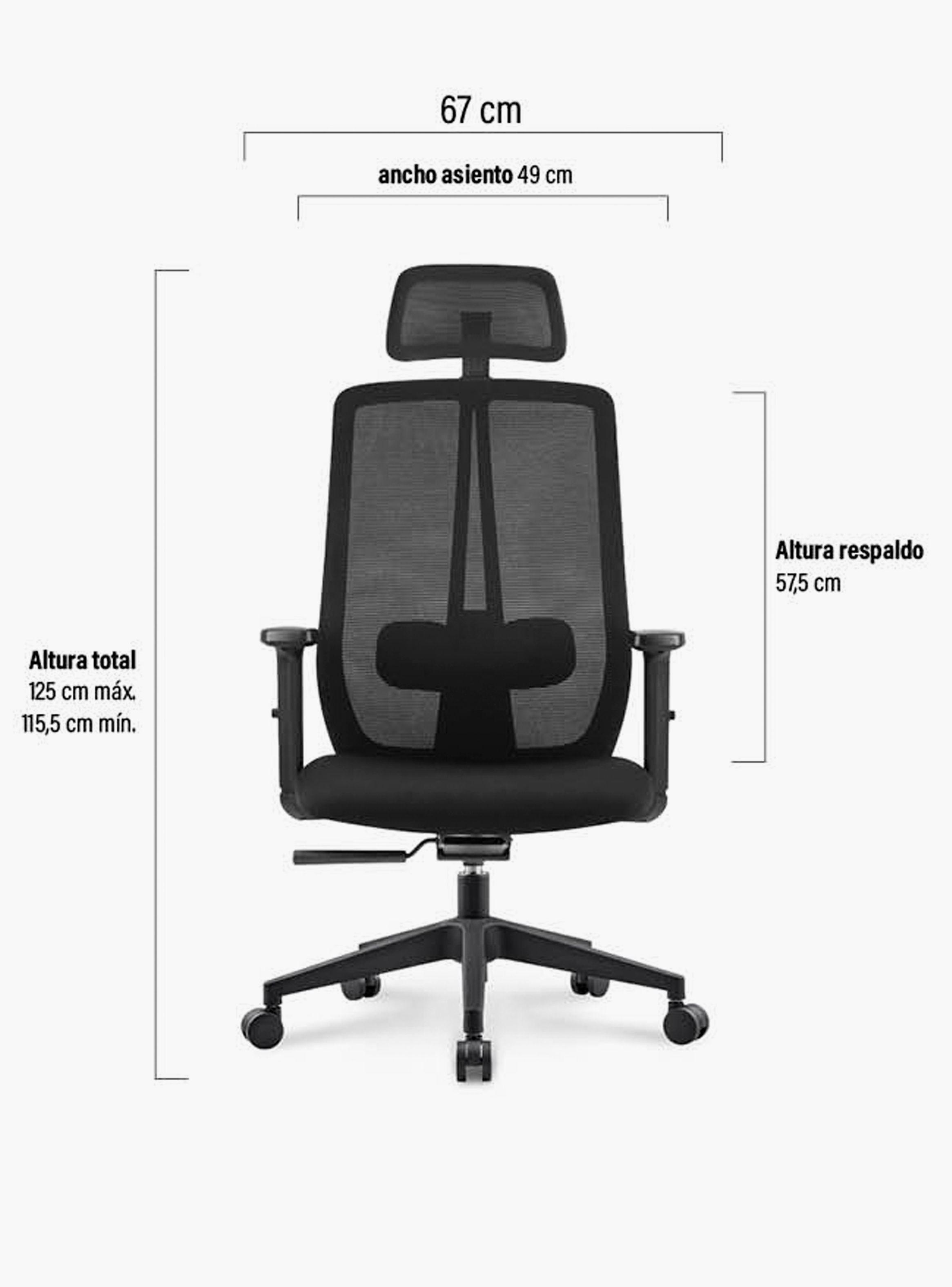 Silla Oficina One con cabecero Negro-6