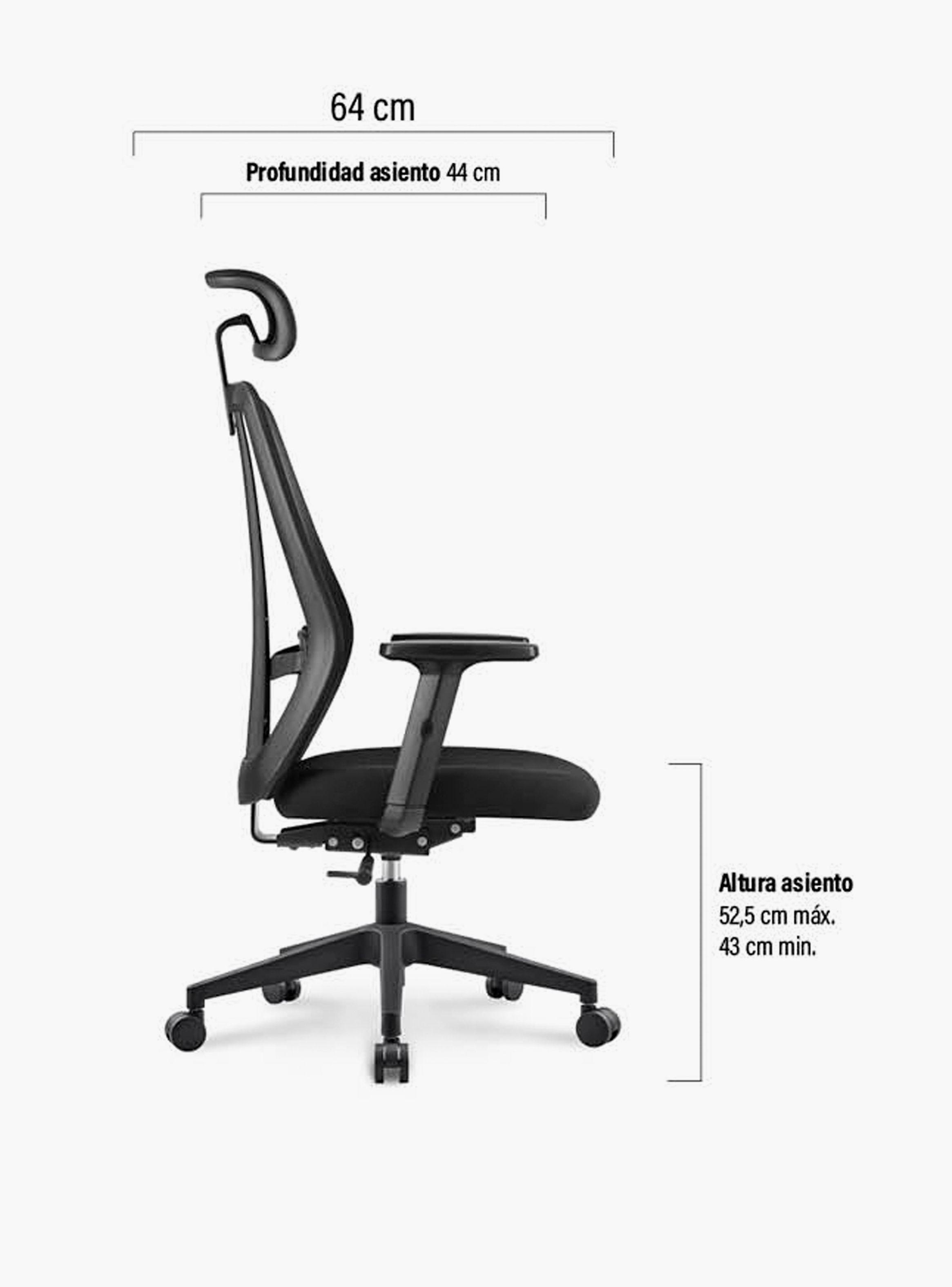 Silla Oficina One con cabecero Negro-7